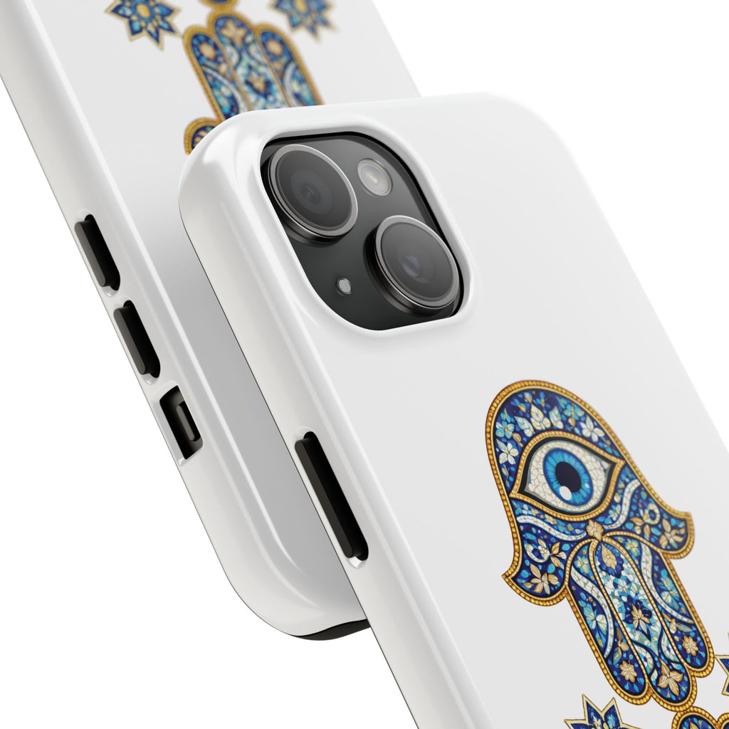 Hamsa Eye Tough Phone Case — Blue Mosaic Protective Phone Cover
