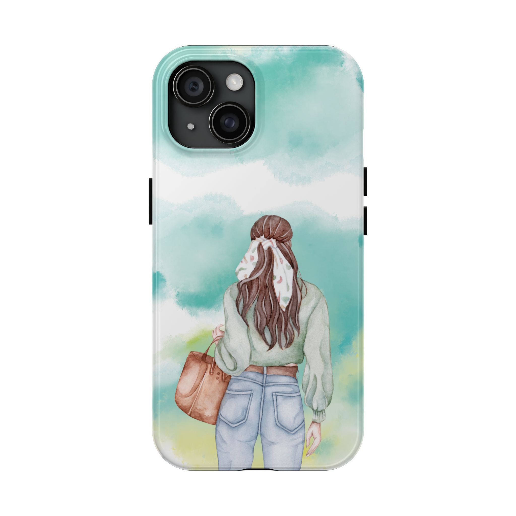 Watercolor Girl Tough Phone Case — Trendy Pastel Back-to-School Protective Cover