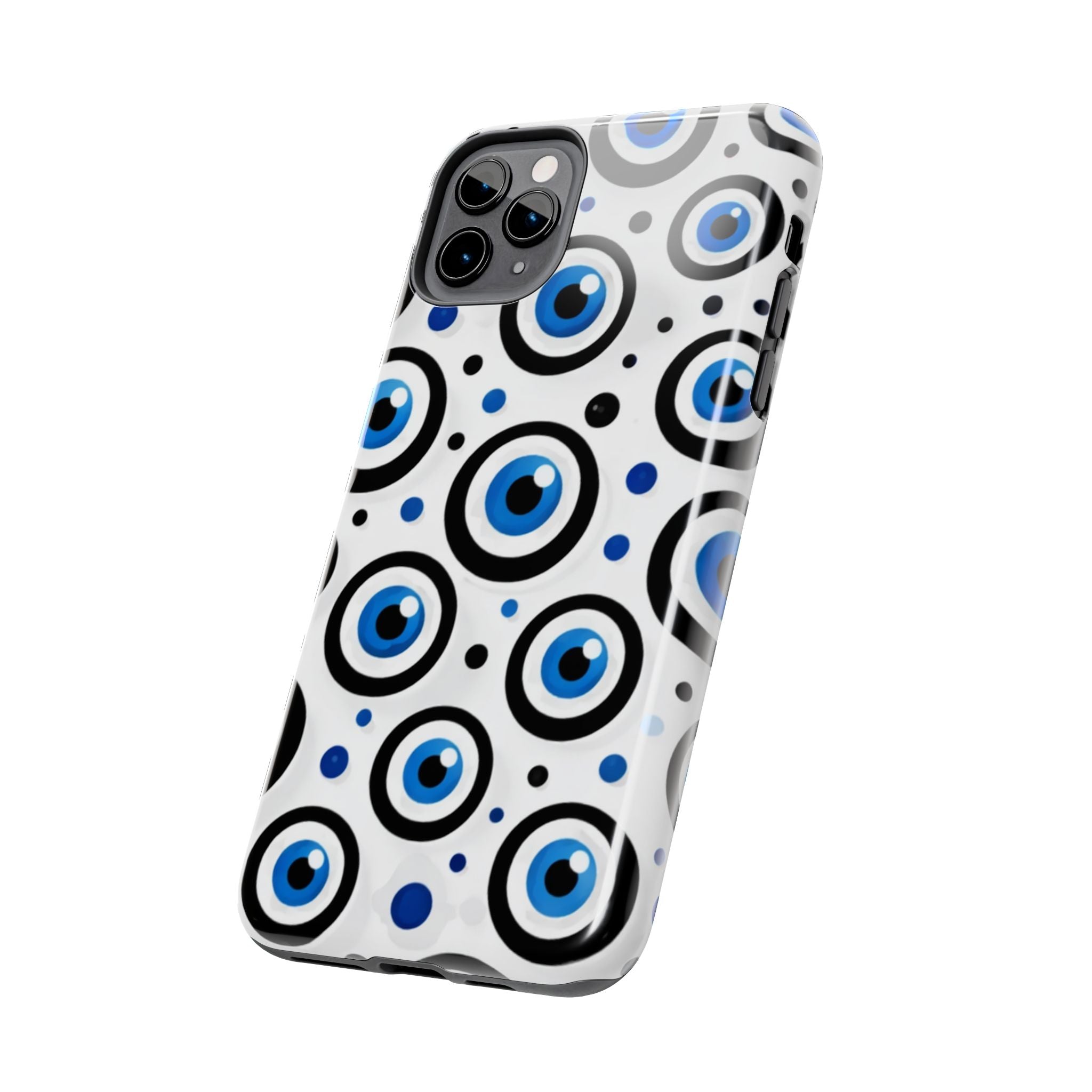 Blue Evil Eye Pattern Tough Phone Case — Protective Ceramic Nazar Design