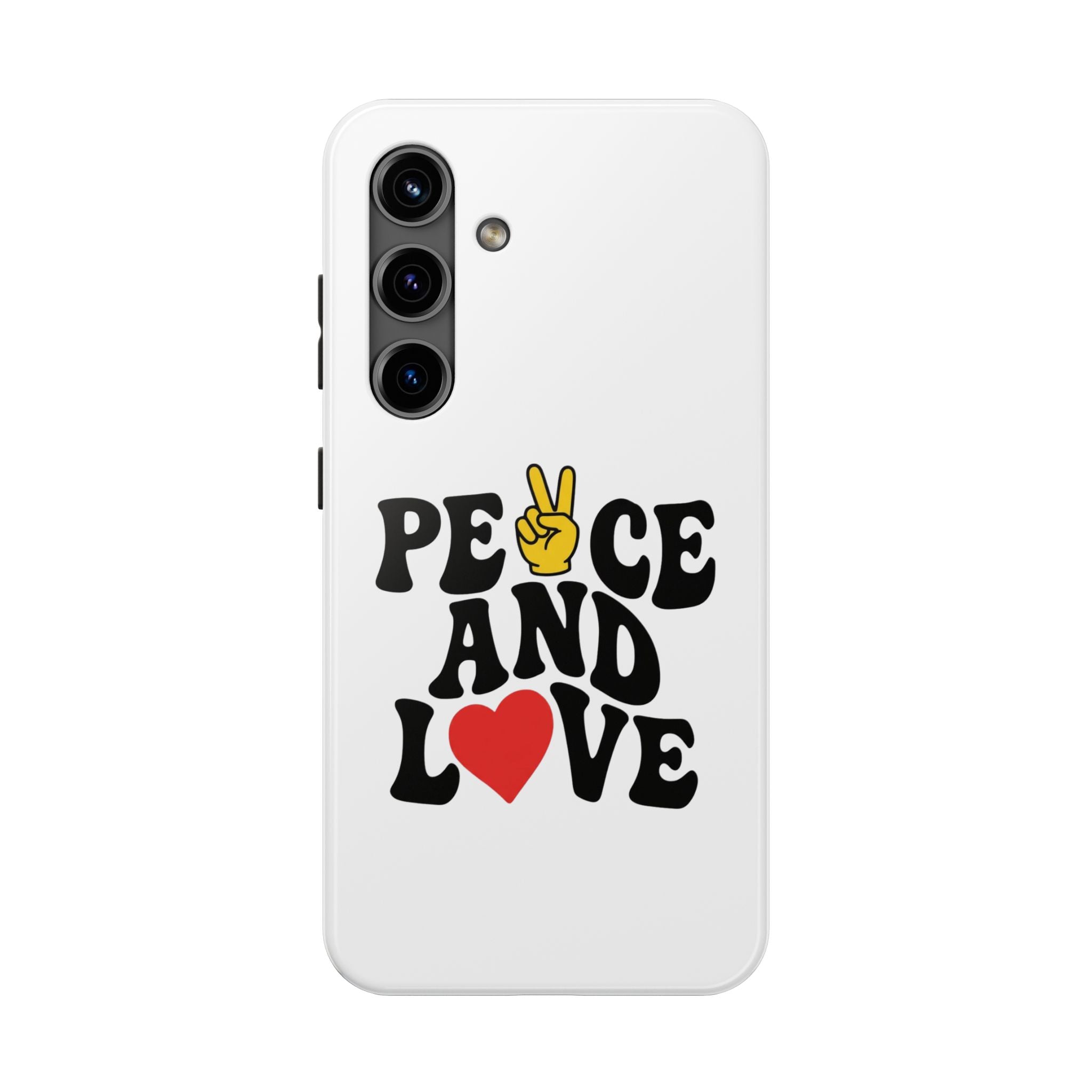 Peace and Love Tough Phone Case — Retro Peace Sign & Heart Protective Cover