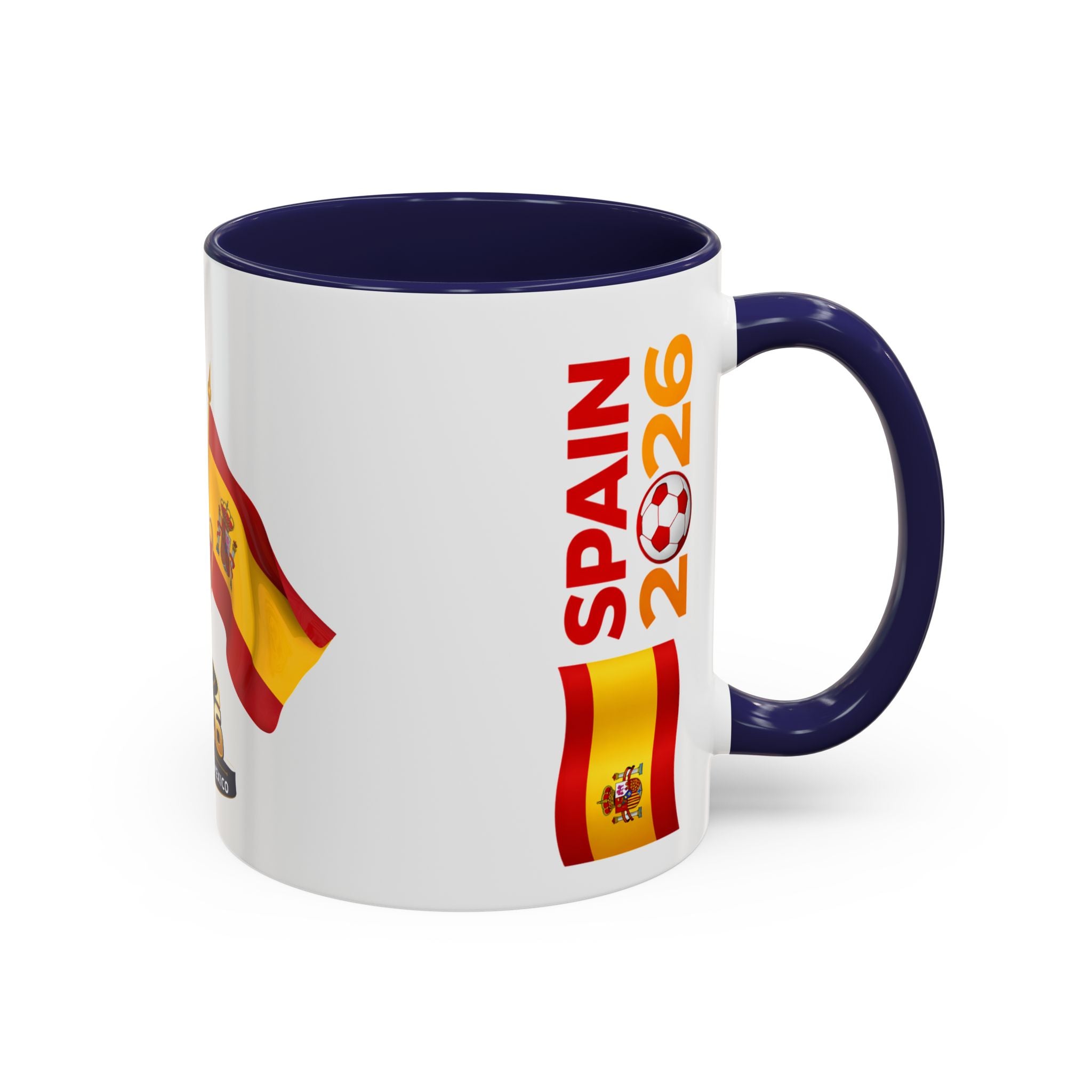 Spain 2026 Soccer Trophy Accent Coffee Mug — Spain Flag Football Fan Gift (11/15oz)