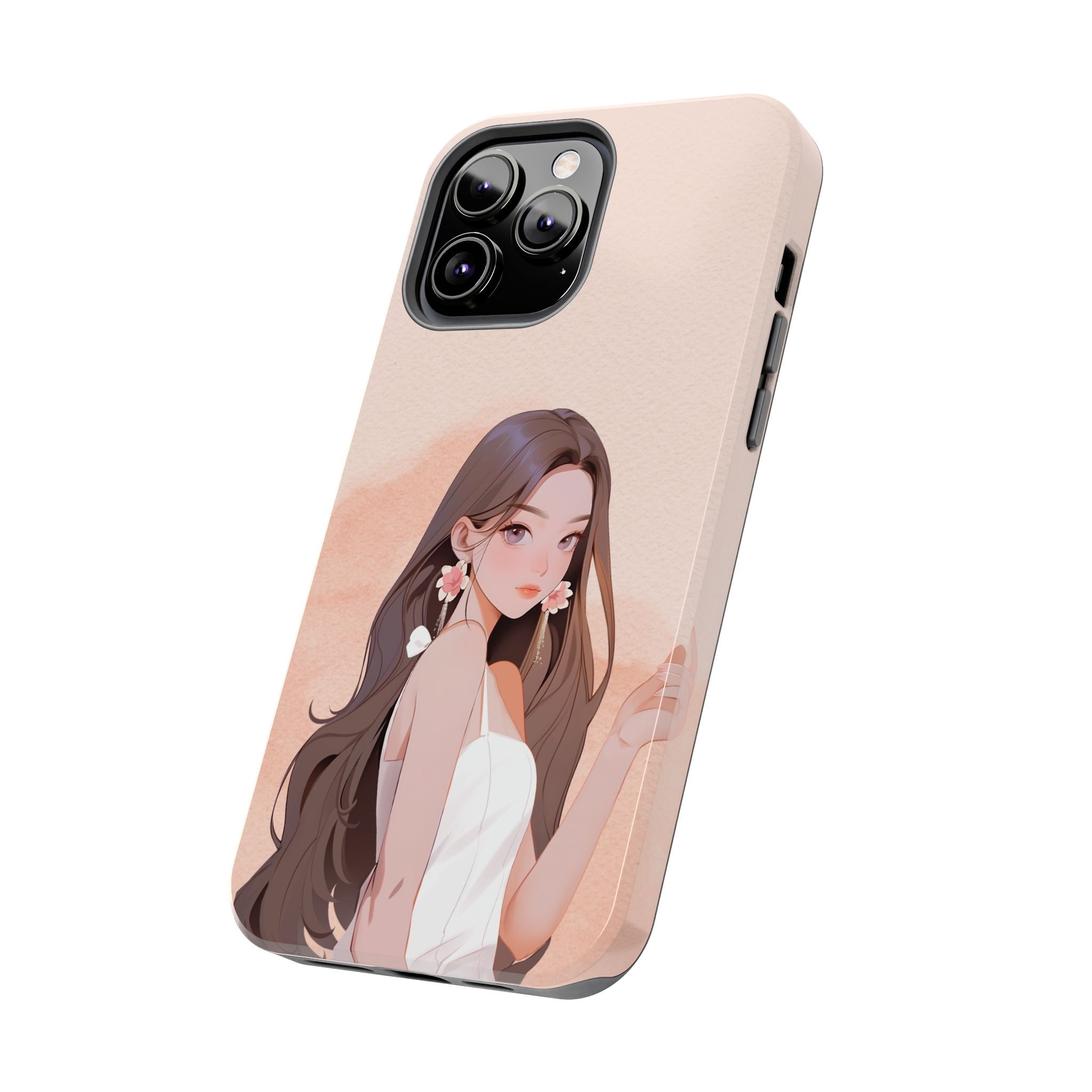 Tough Phone Case — Elegant Anime Girl Illustration, Protective Slim Phone Cover