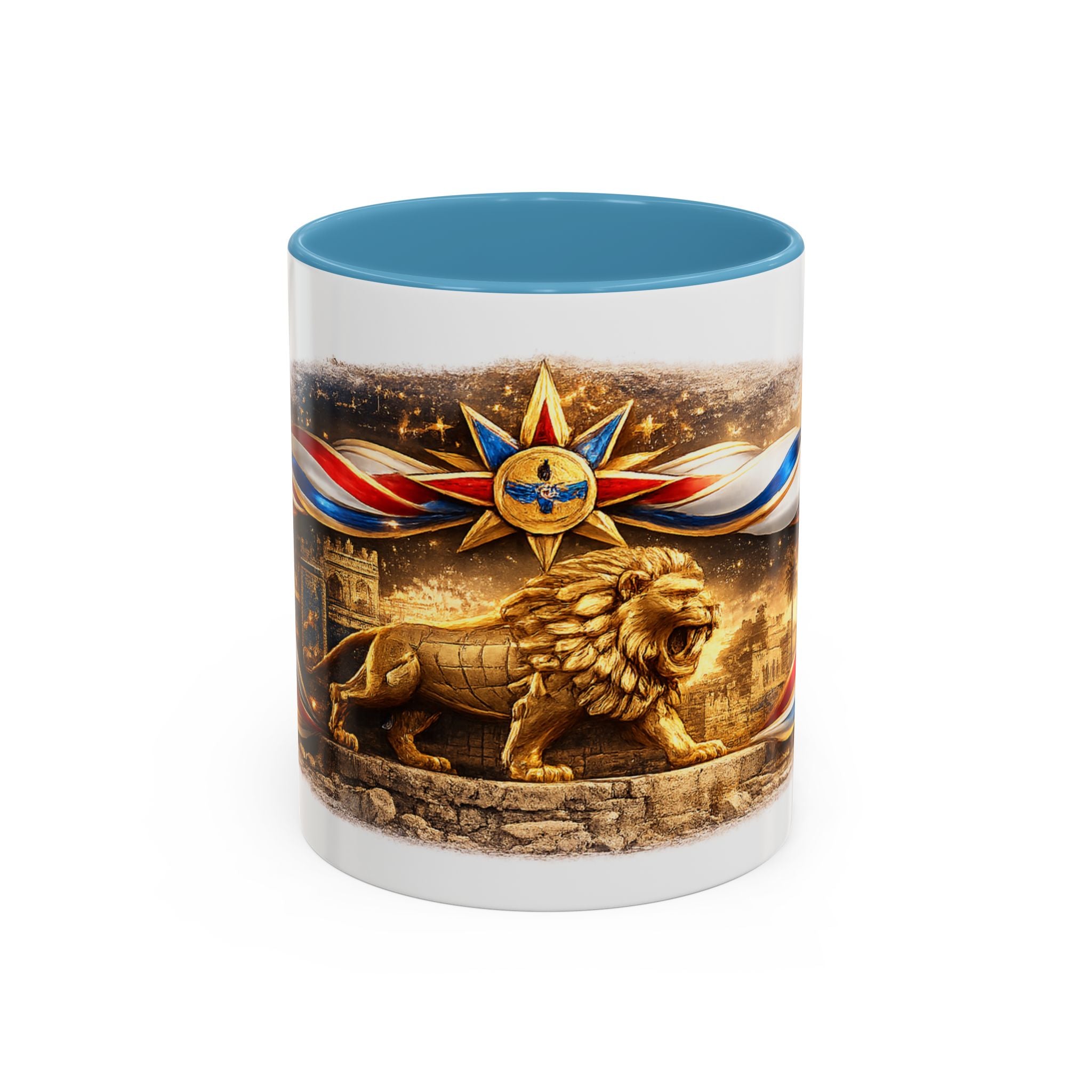 Golden Lion Emblem Accent Coffee Mug (11oz)