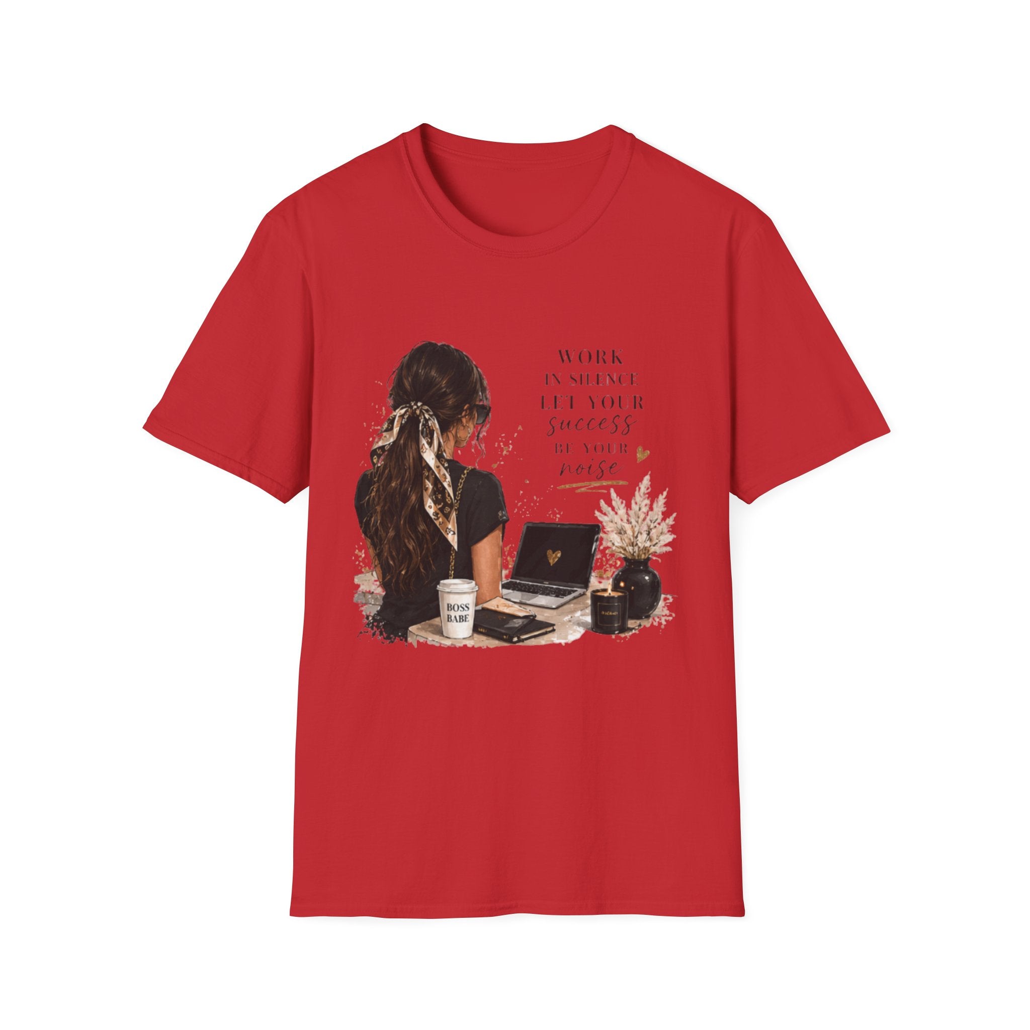 Work Patient Let Your Success Be Your Noise T-Shirt — Inspirational Girl Desk Graphic Tee