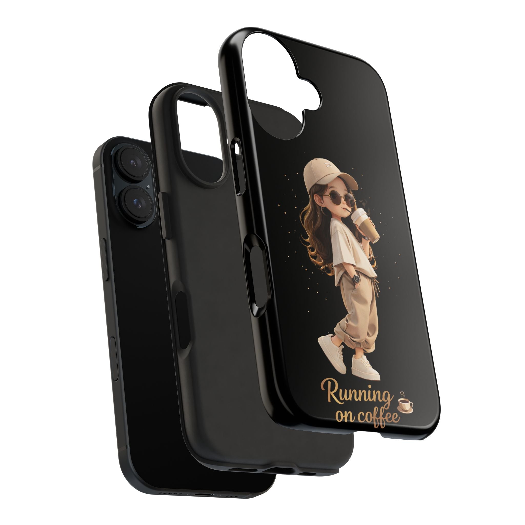 Phone Case — 'Running on Coffee' Cute Coffee Girl Protective Case