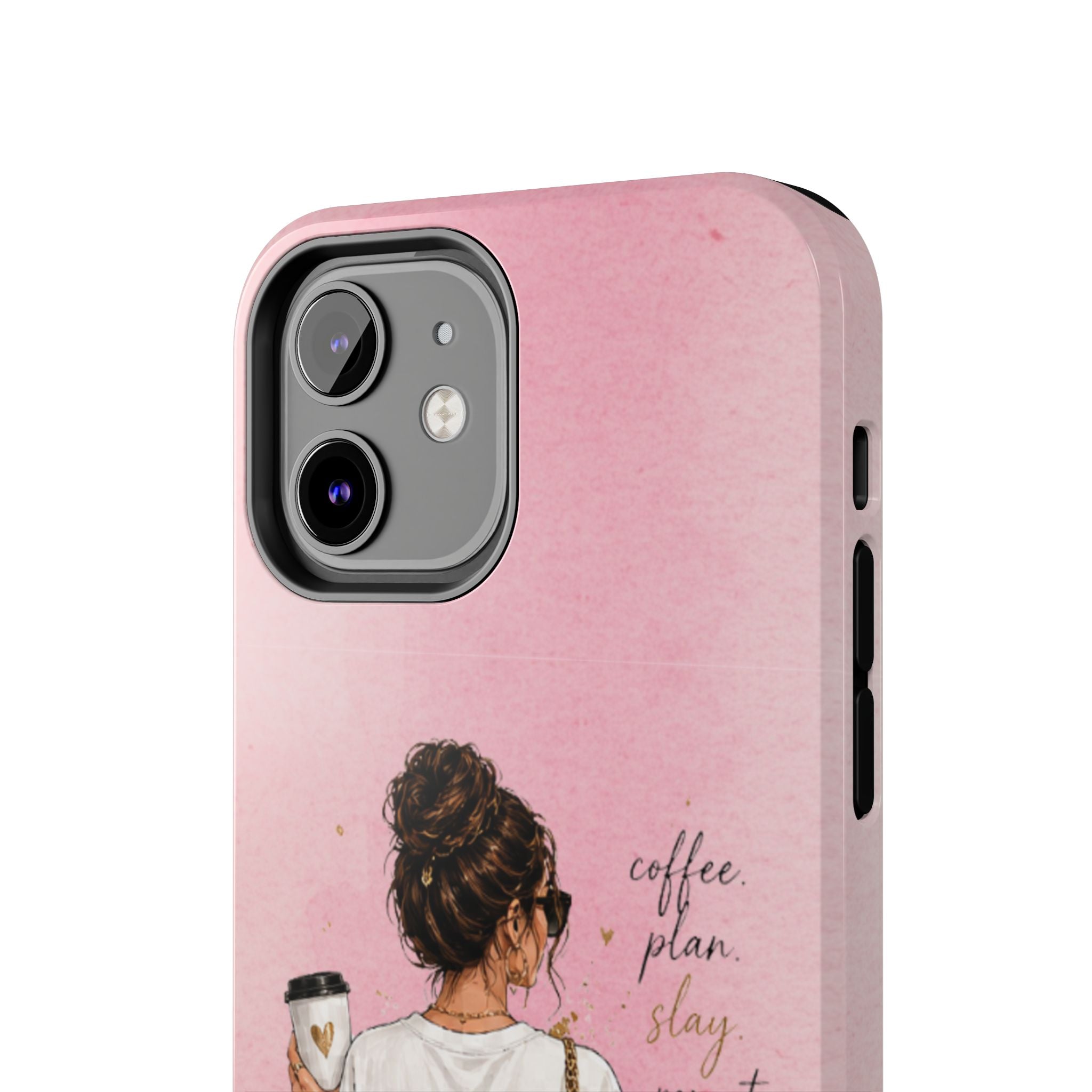 CEO Mood Tough Phone Case — "Coffee, Plan, Slay, Repeat" Pink Protective Cover