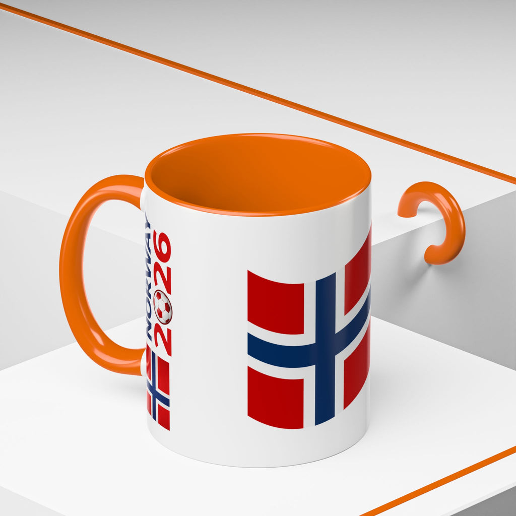 Norway Flag Accent Coffee Mug – Norway 2026 Soccer Fan Ceramic Mug (11/15oz)