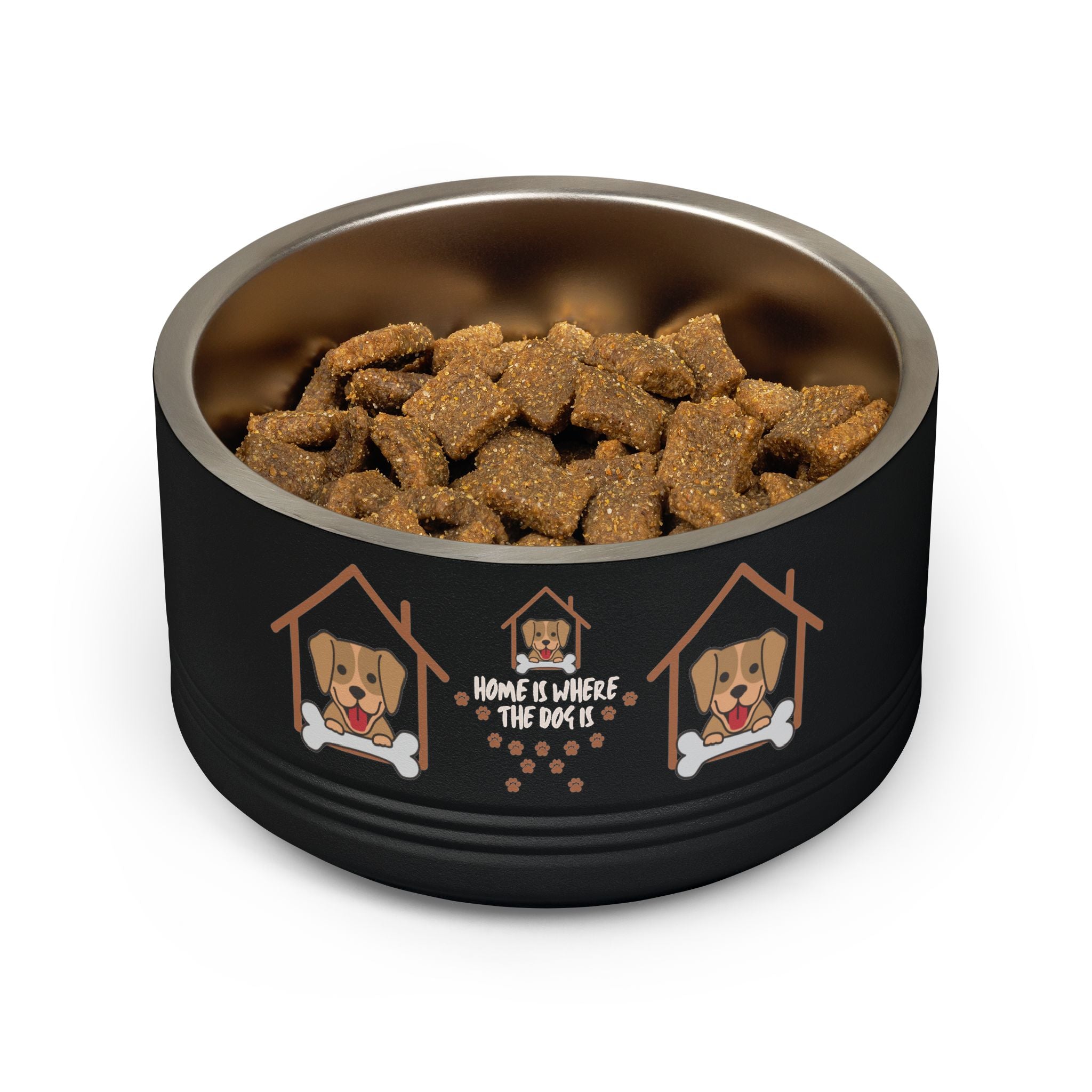Dog Bowl — "Home Is Where The Dog Is" 18oz Stainless Pet Bowl