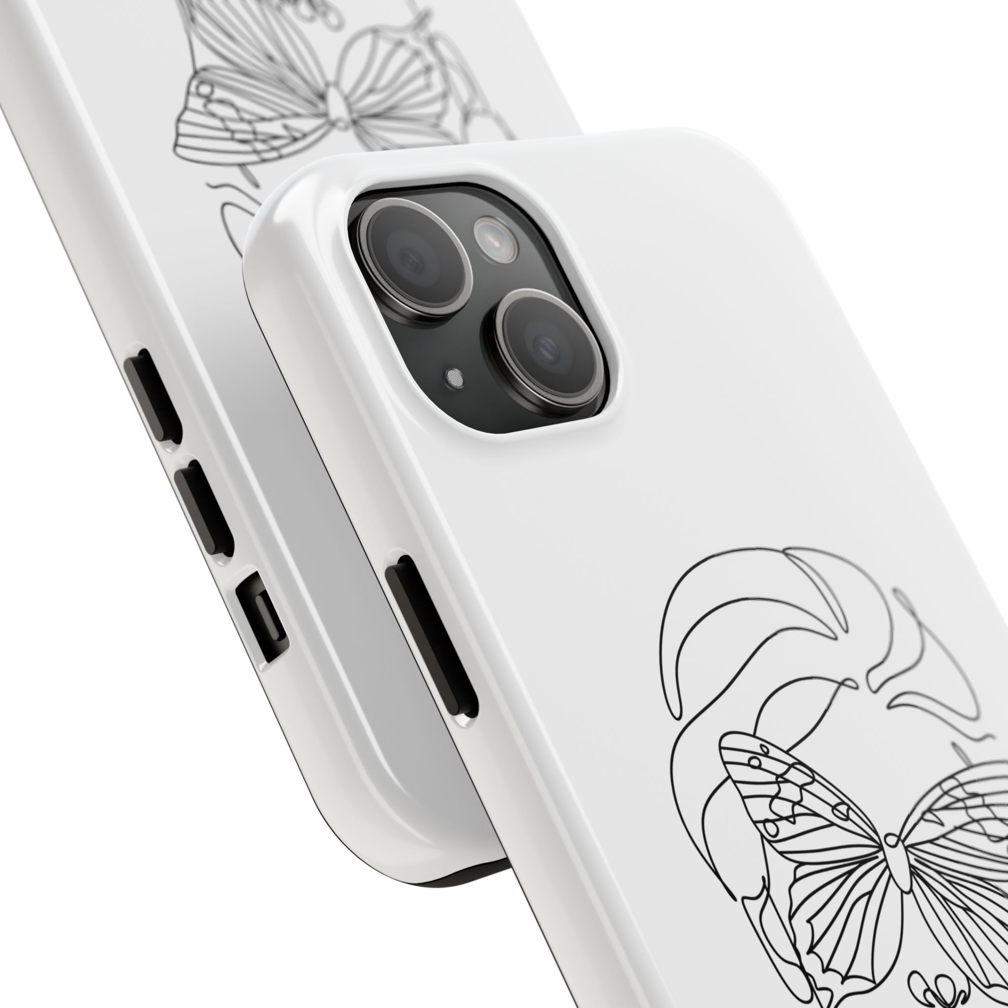 Butterfly Line Art Tough Phone Case — Minimalist Woman Face Design