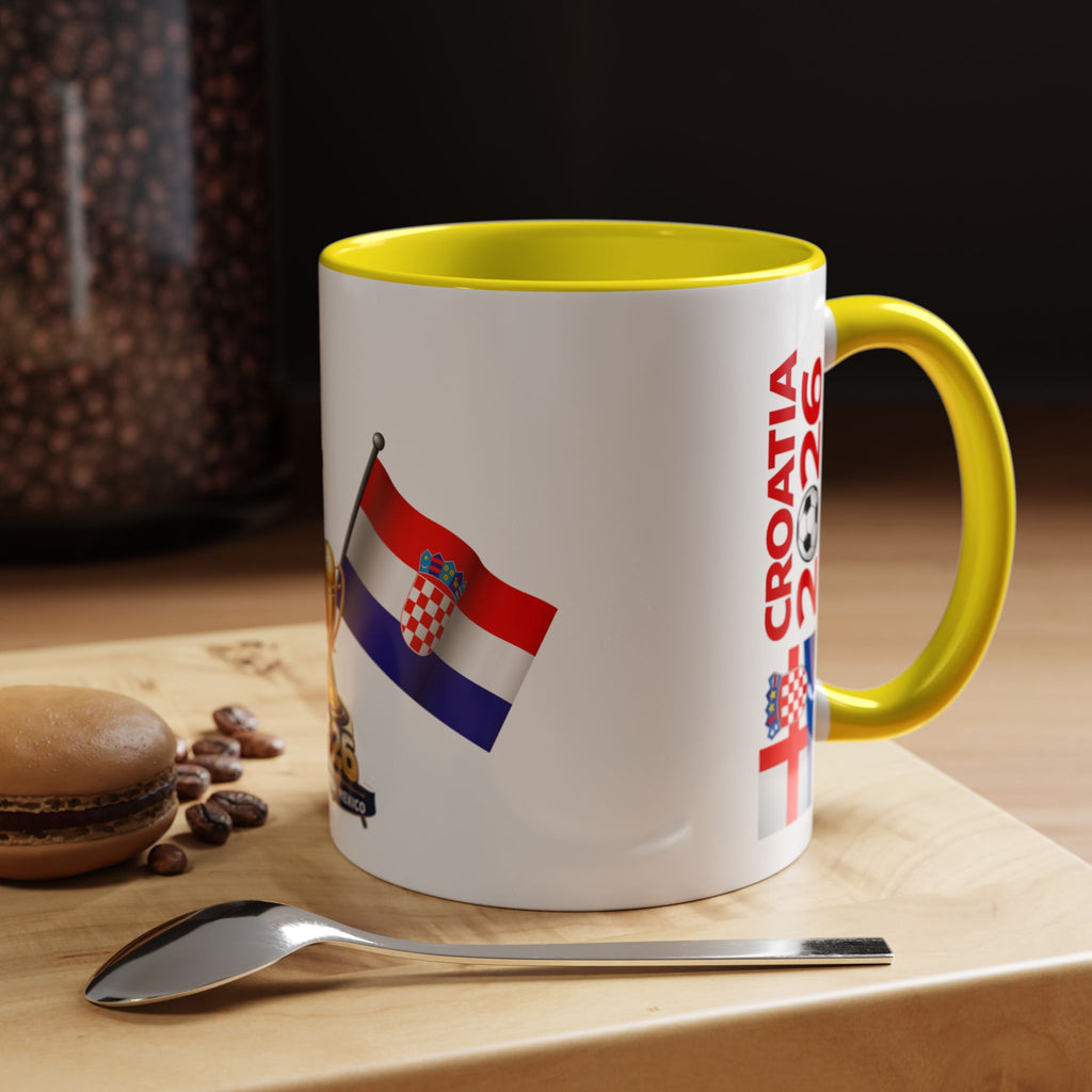 Croatia 2026 Soccer Fan Coffee Mug — Flags & Trophy Cup Design