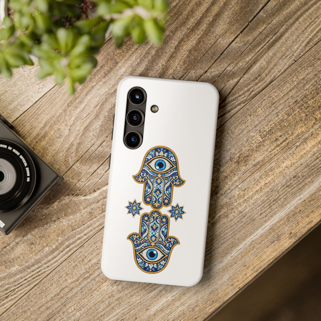 Hamsa Eye Tough Phone Case — Blue Mosaic Protective Phone Cover