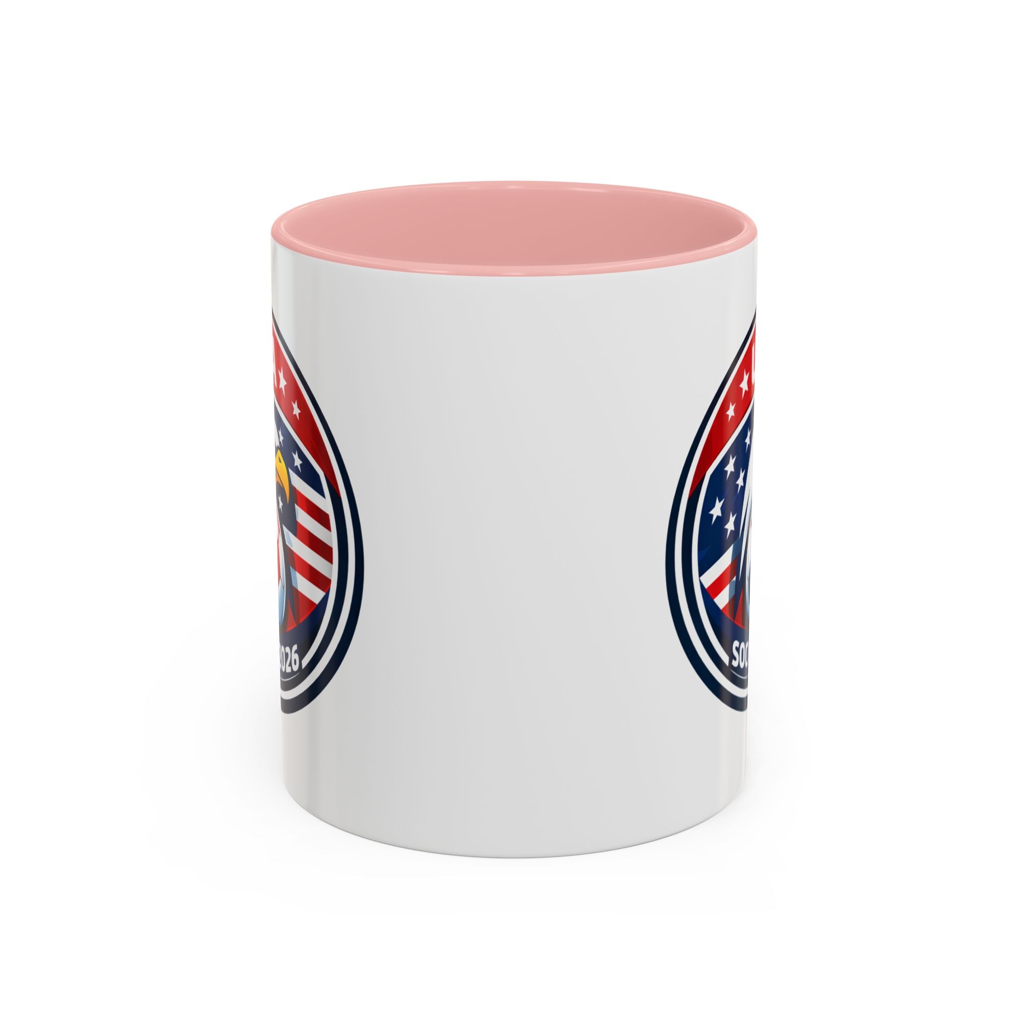 USA Soccer 2026 Accent Coffee Mug — Eagle & Flag Soccer Team Fan Gift (11/15oz)