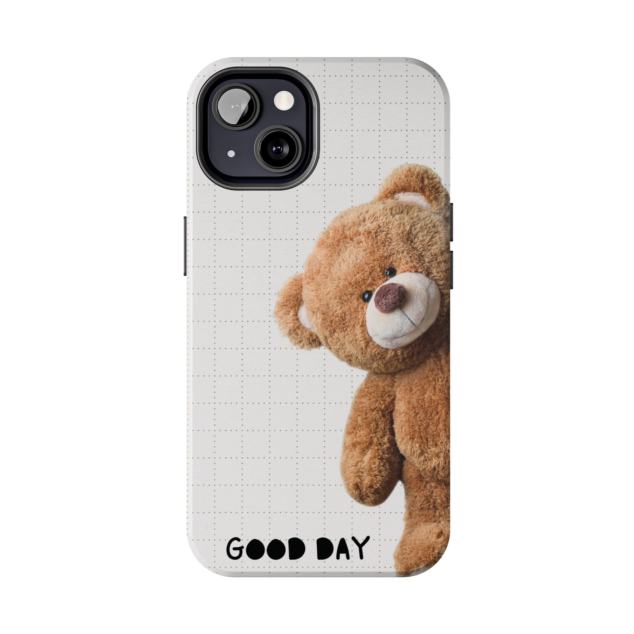Teddy Bear Tough Phone Case — Cute Plush Peeking Design, Protective Shockproof Cover