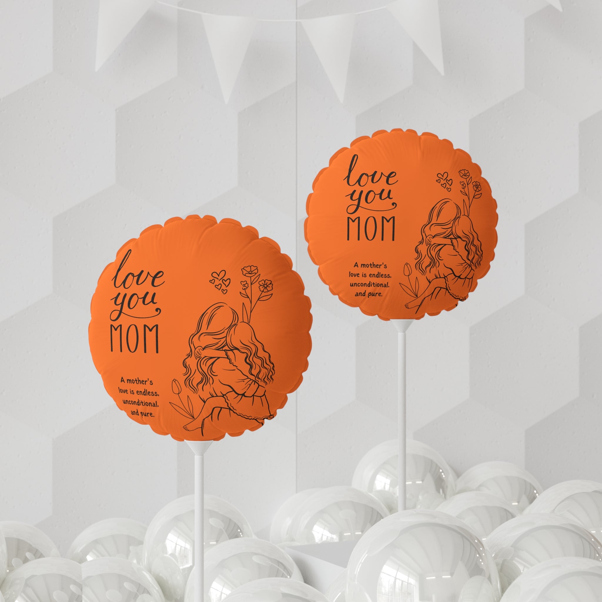 Love You Mom 11" Round Balloon — Mother's Day Heartfelt Mom & Child Design