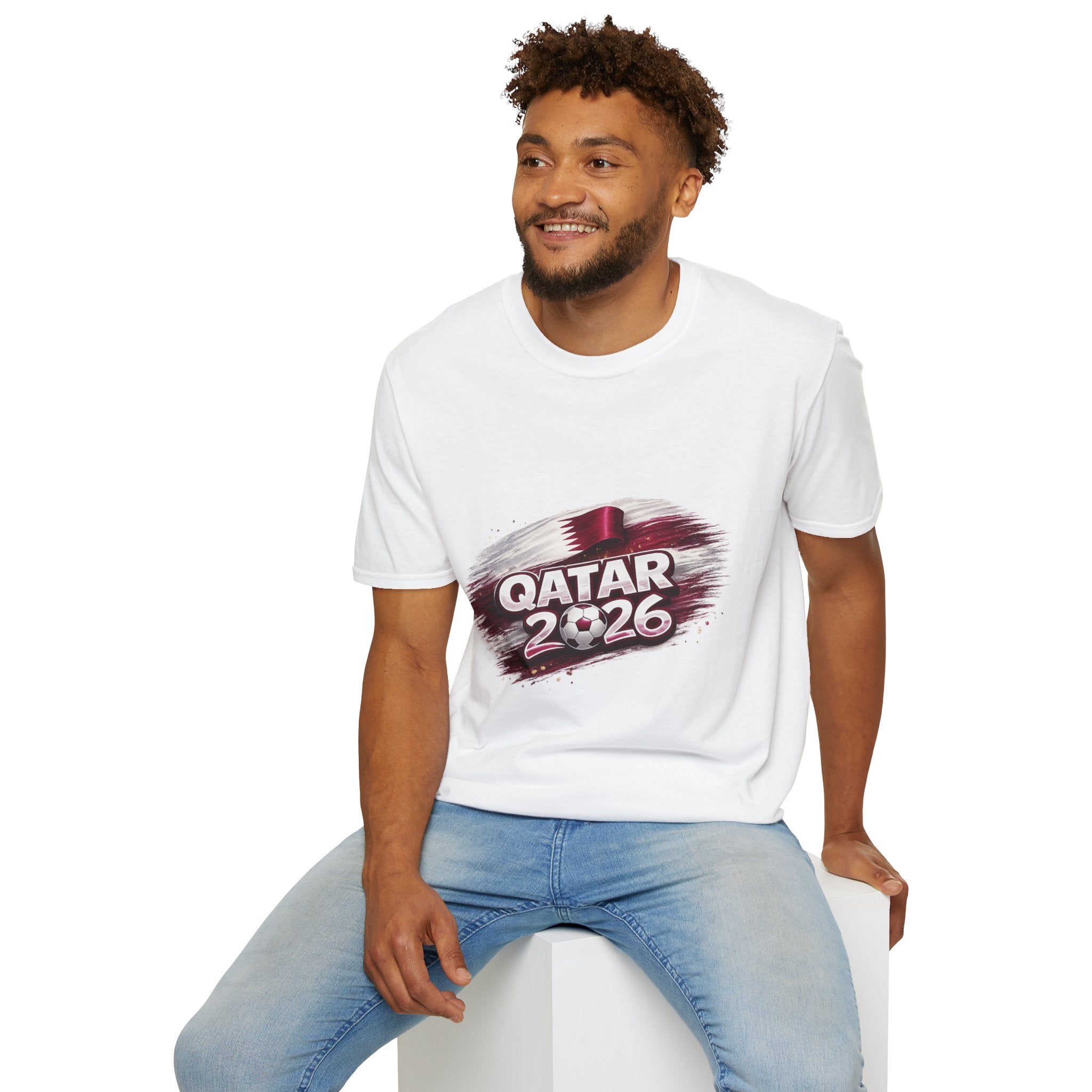 Qatar 2026 Soccer Fan T-Shirt — Maroon Flag Football Cup Support Tee