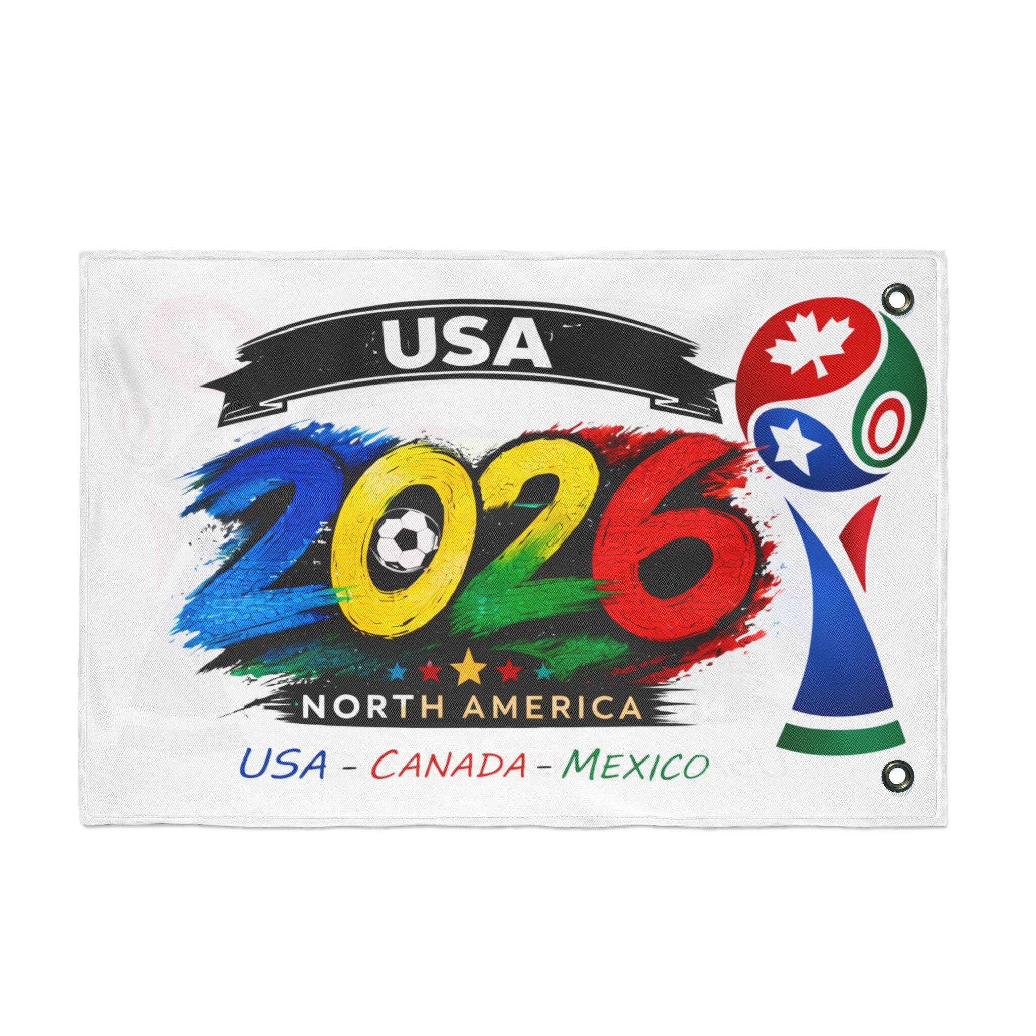2026 North America Soccer Flag — USA Canada Mexico Double-Sided