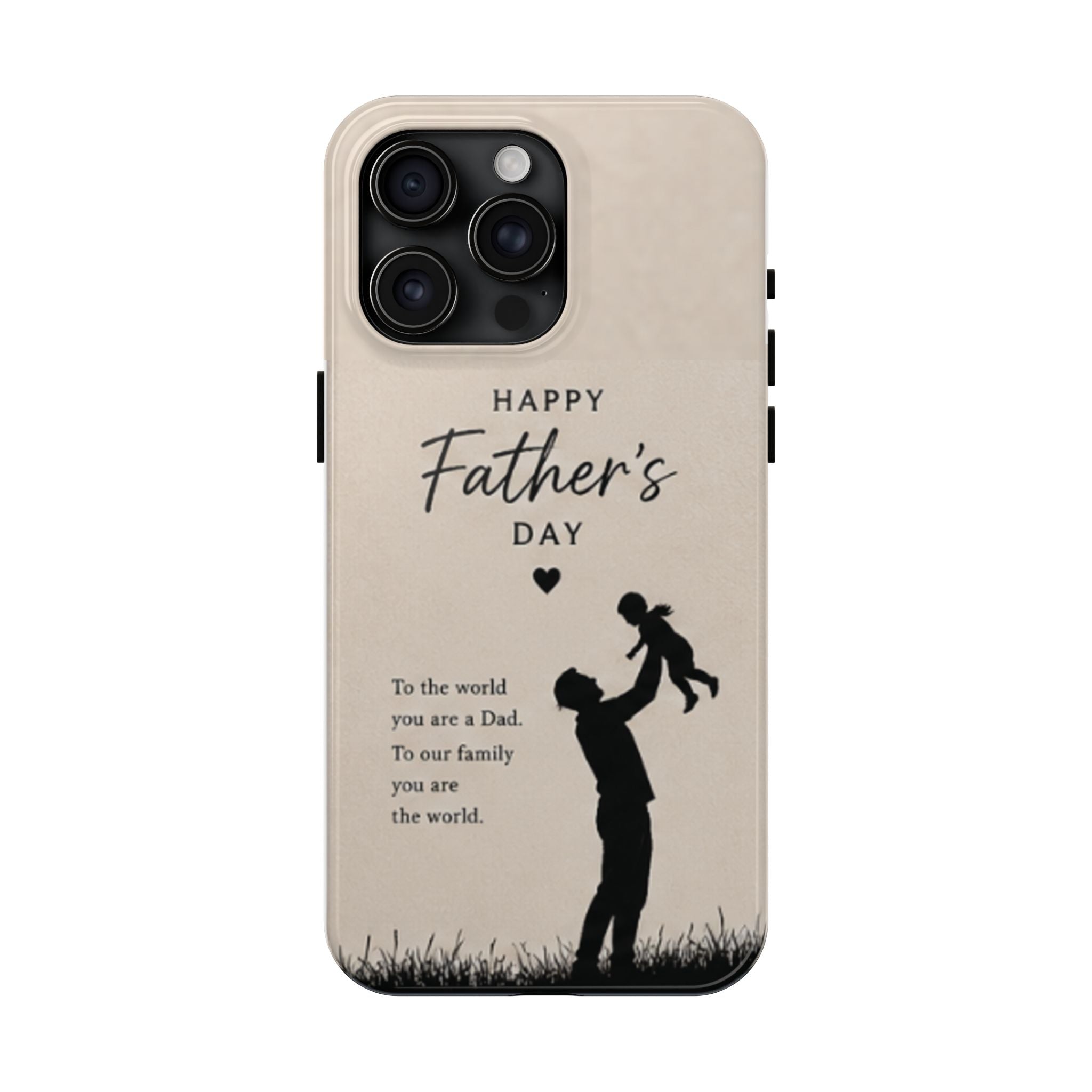 Father's Day Tough Phone Case — "Happy Father's Day" Silhouette Dad & Child Protective Cover