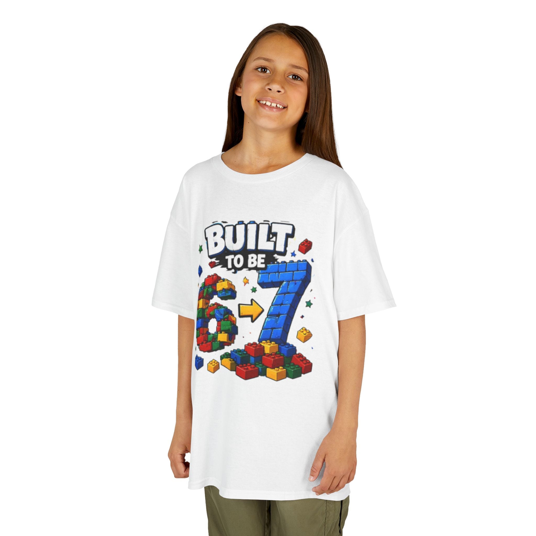 Built to Be 6 → 7" Colorful Building Block Birthday Shirt