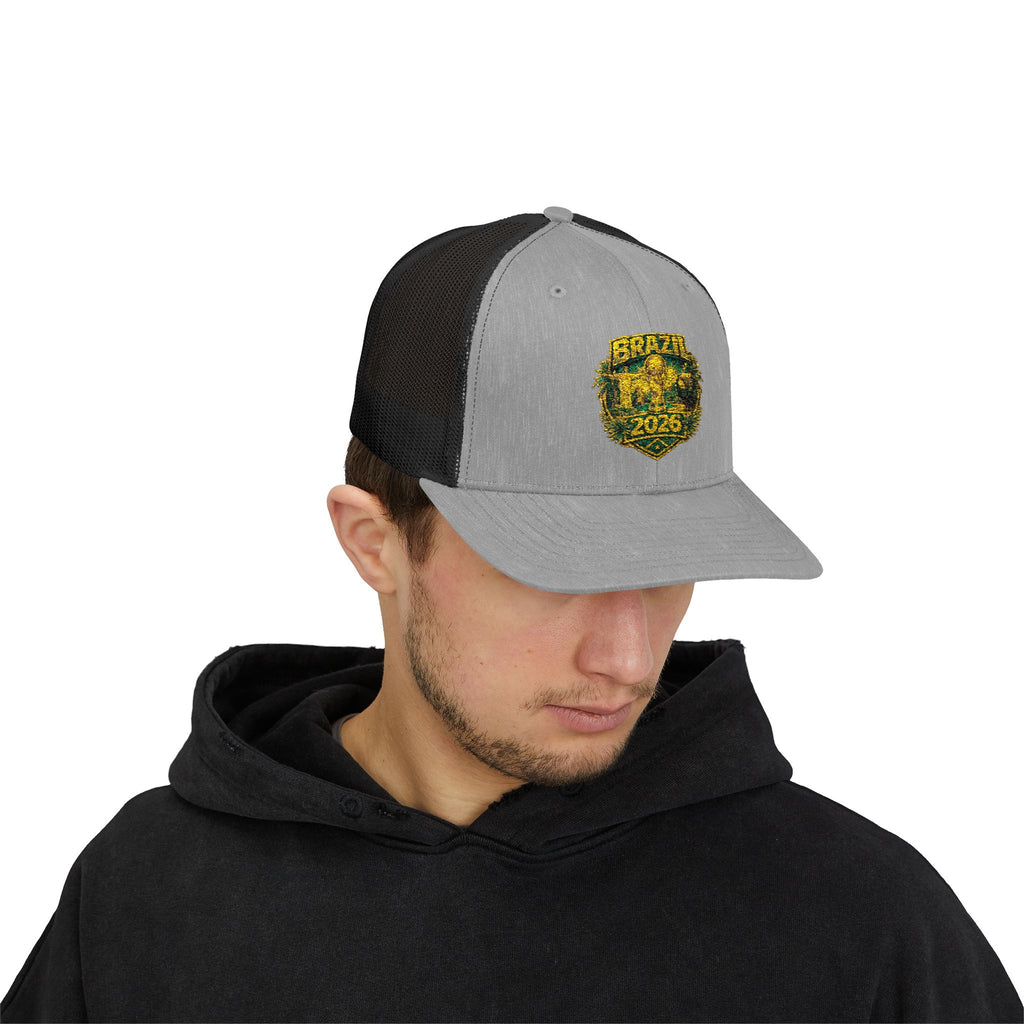 Brazil  Vintage Patch Trucker Cap — Rustic 2026 Crest Snapback