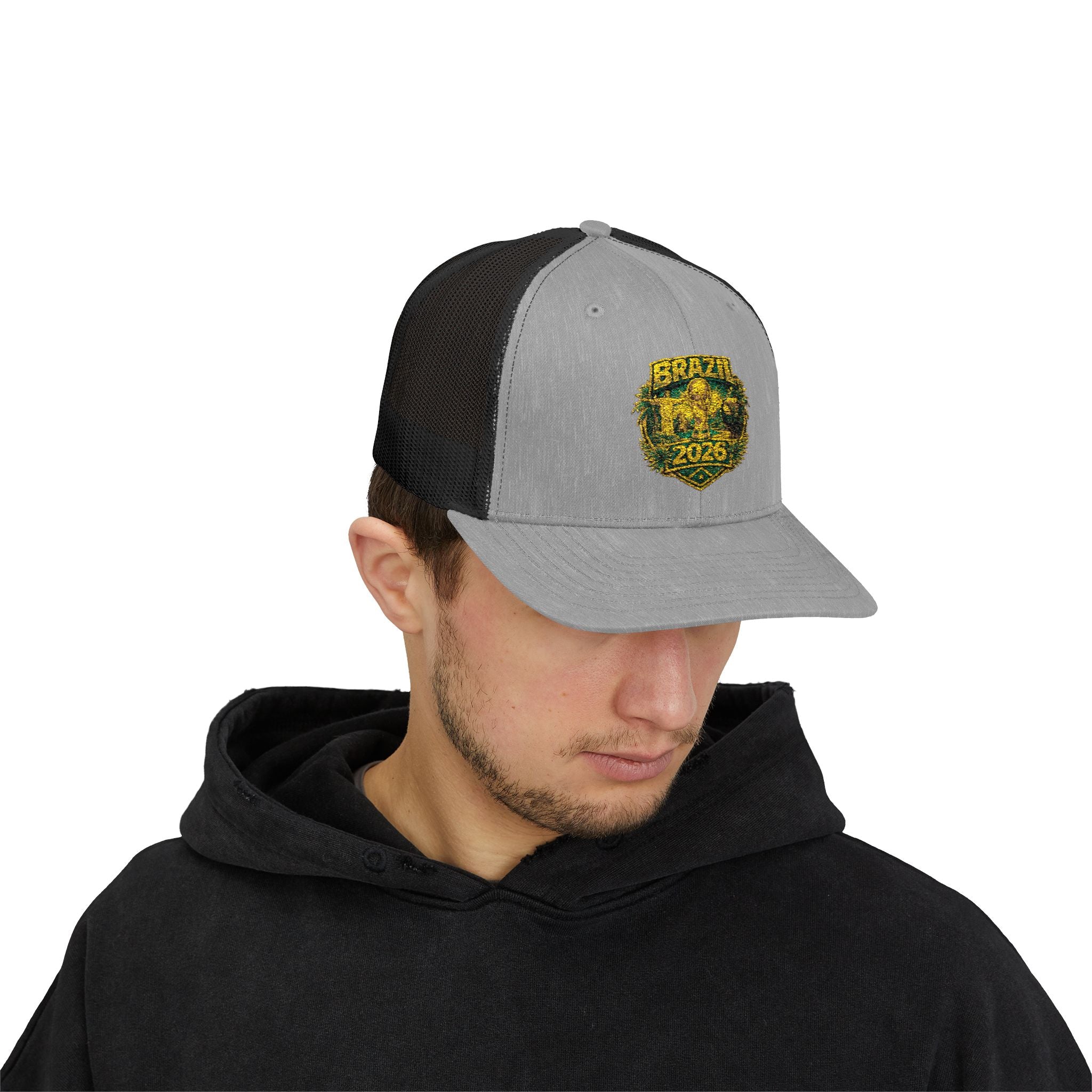 Brazil  Vintage Patch Trucker Cap — Rustic 2026 Crest Snapback