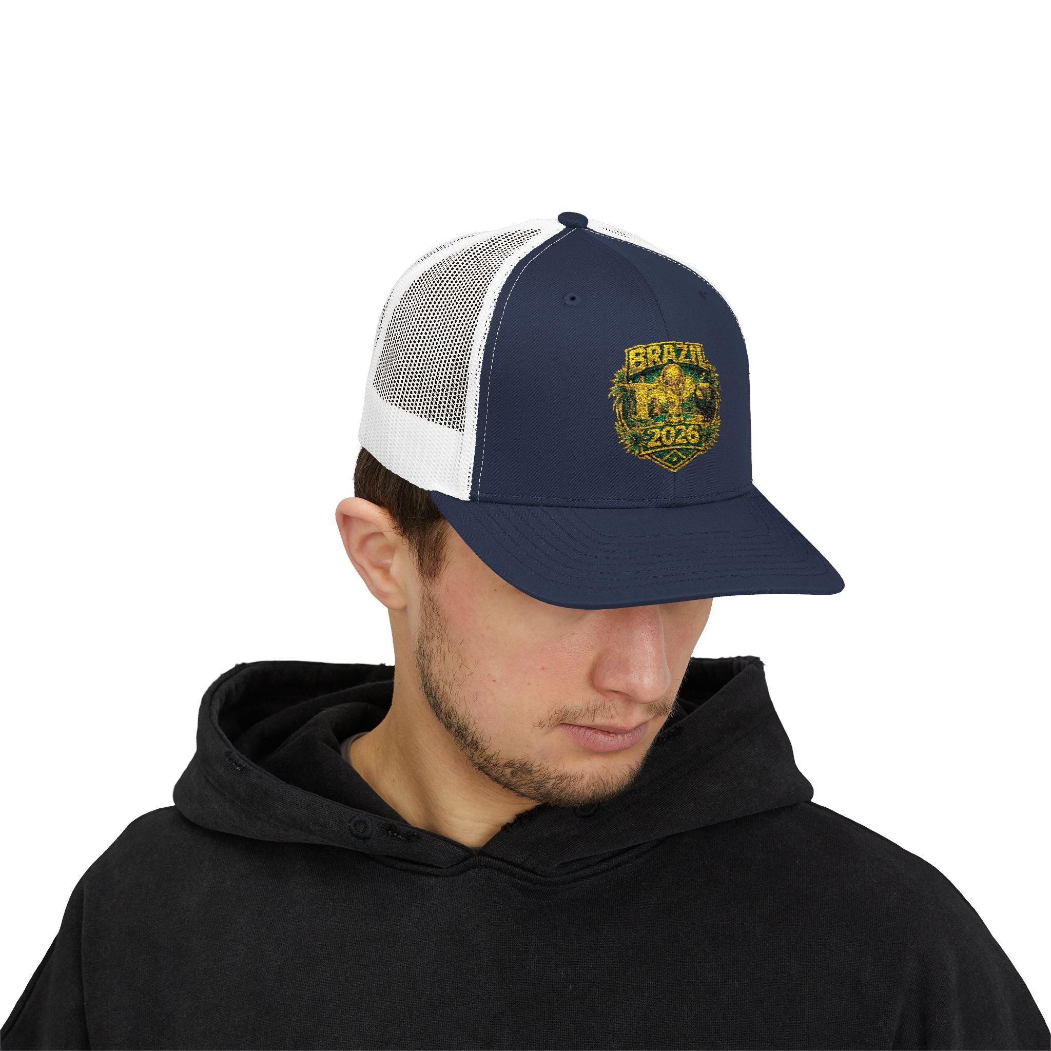 Brazil  Vintage Patch Trucker Cap — Rustic 2026 Crest Snapback
