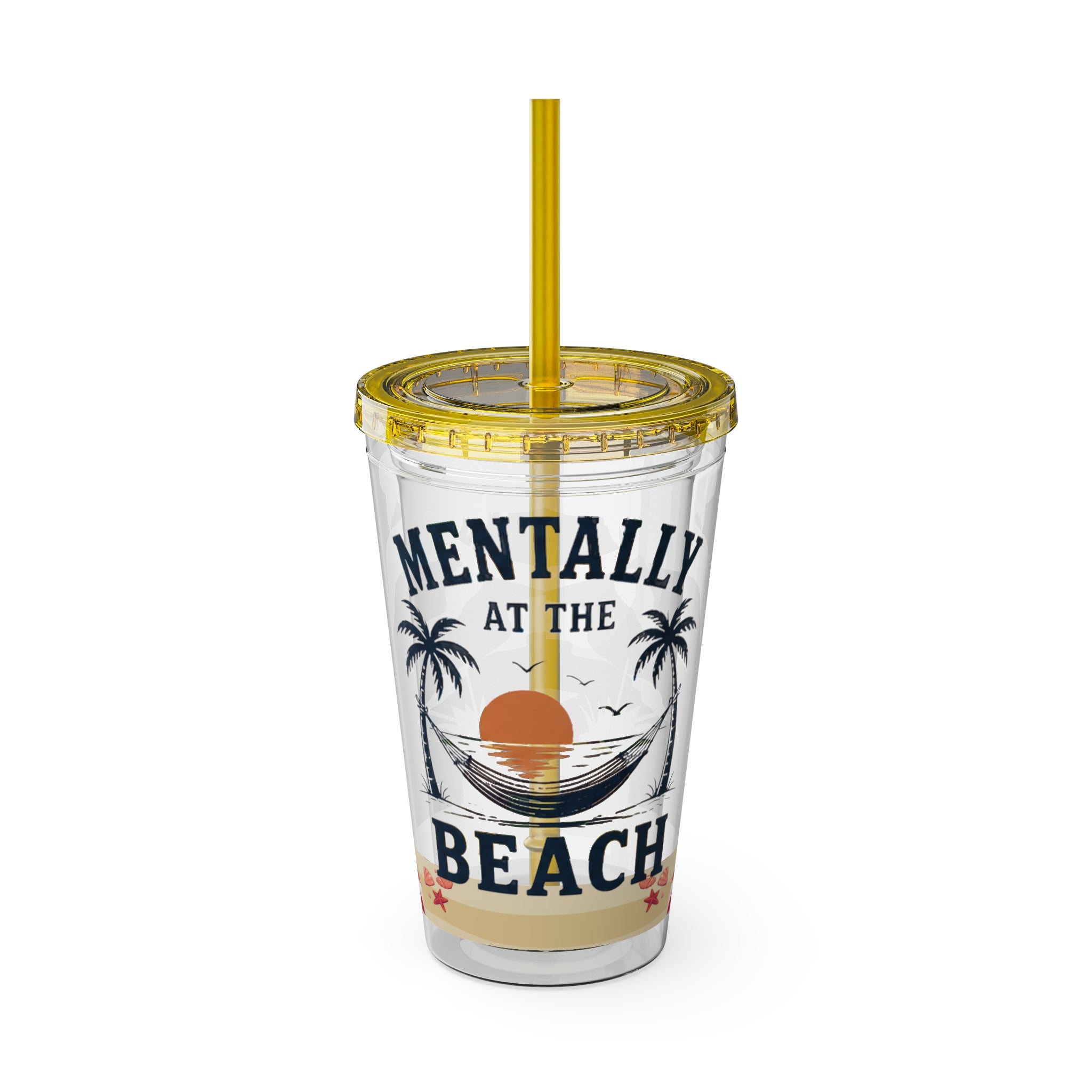 Mentally at the Beach 16oz Tumbler with Straw