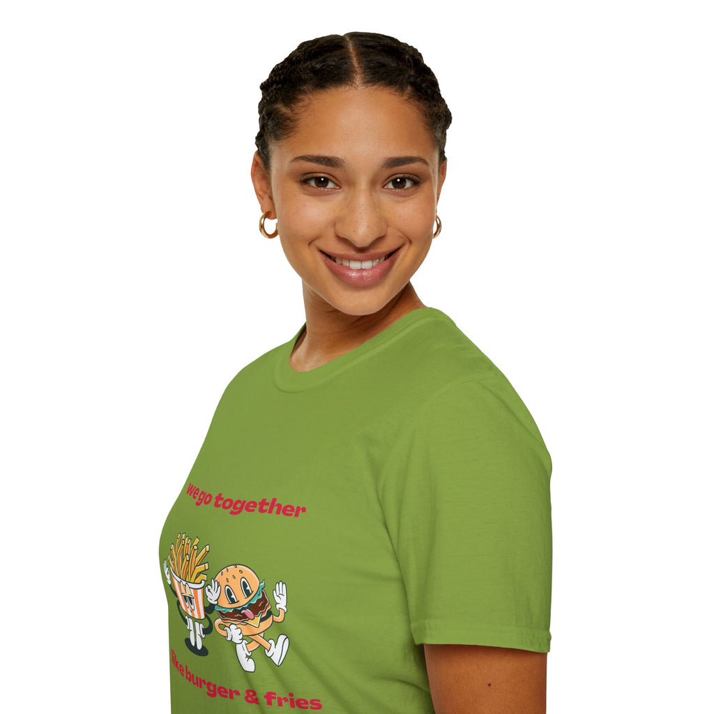 Burger & Fries Graphic T-Shirt — "We Go Together" Cute Matching Tee