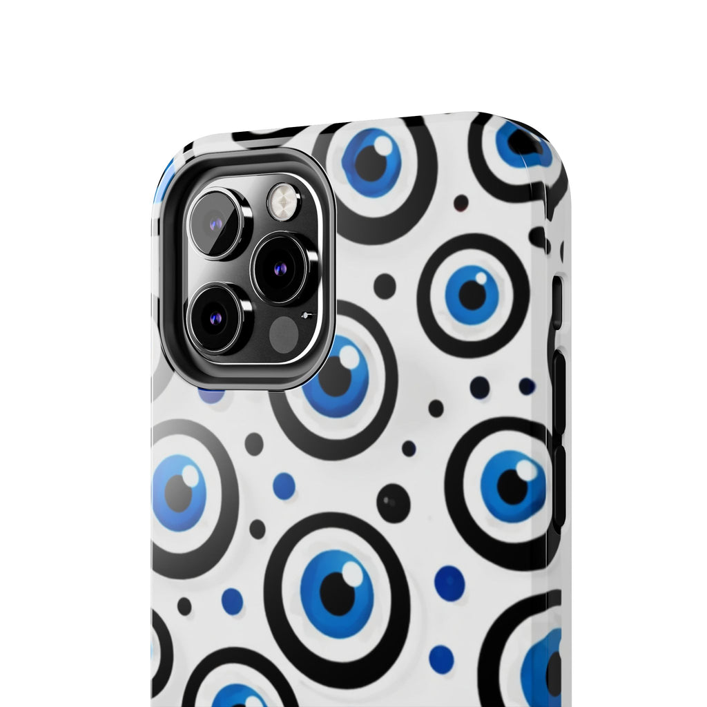 Blue Evil Eye Pattern Tough Phone Case — Protective Ceramic Nazar Design