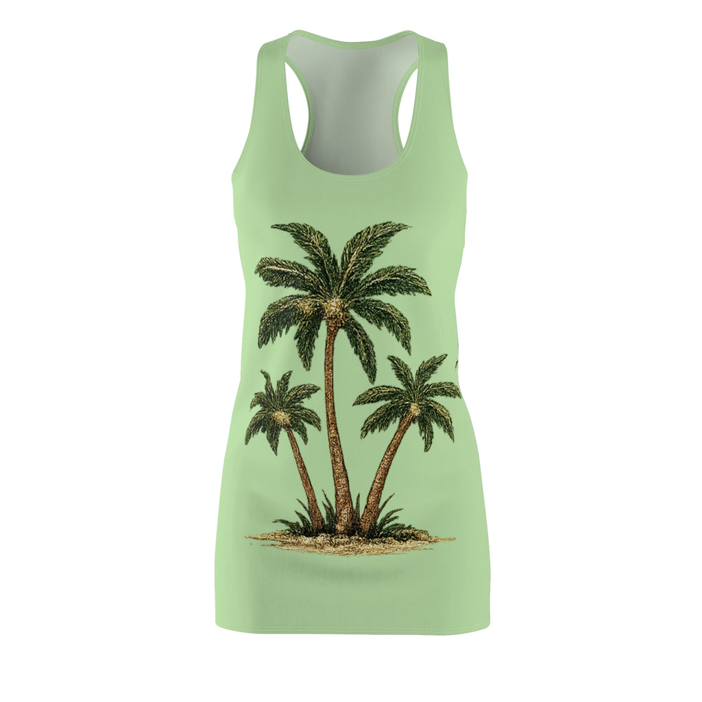 Palm Tree Racerback Dress — Tropical Beach Print Women's Dress