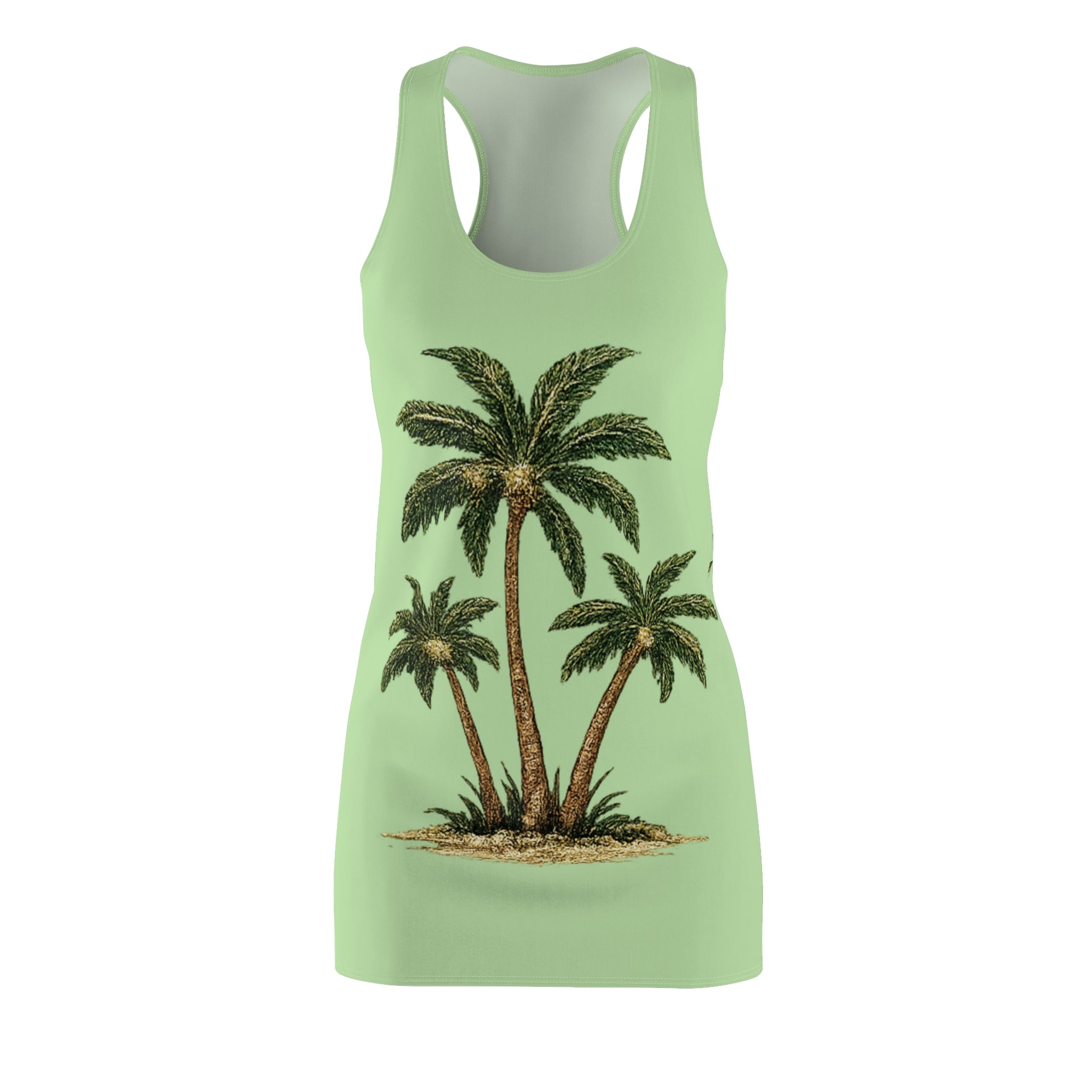 Palm Tree Racerback Dress — Tropical Beach Print Women's Dress