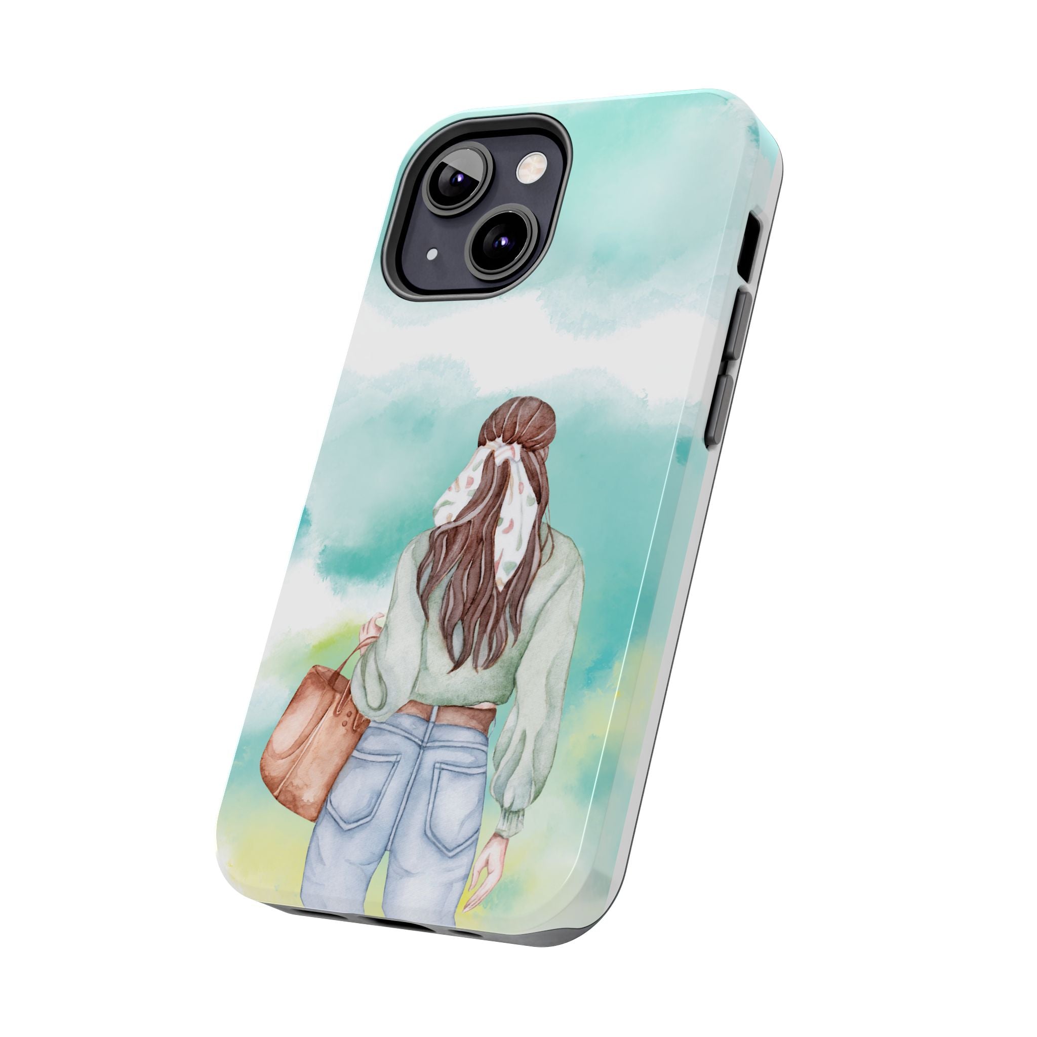 Watercolor Girl Tough Phone Case — Trendy Pastel Back-to-School Protective Cover