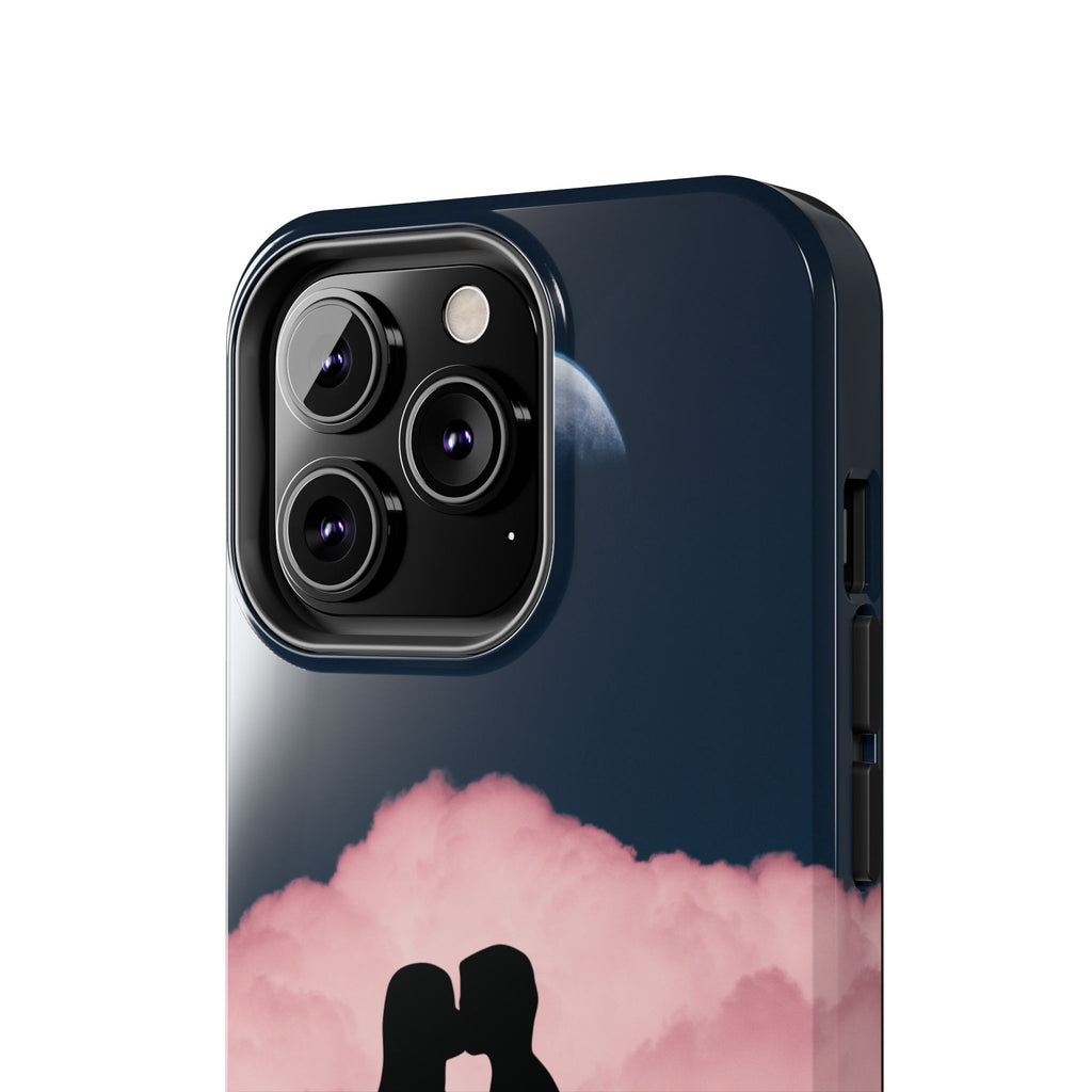 Tough Phone Case — Romantic Couple Silhouette with Moon & Pink Cloud