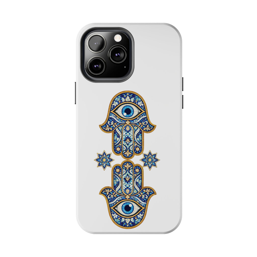 Hamsa Eye Tough Phone Case — Blue Mosaic Protective Phone Cover