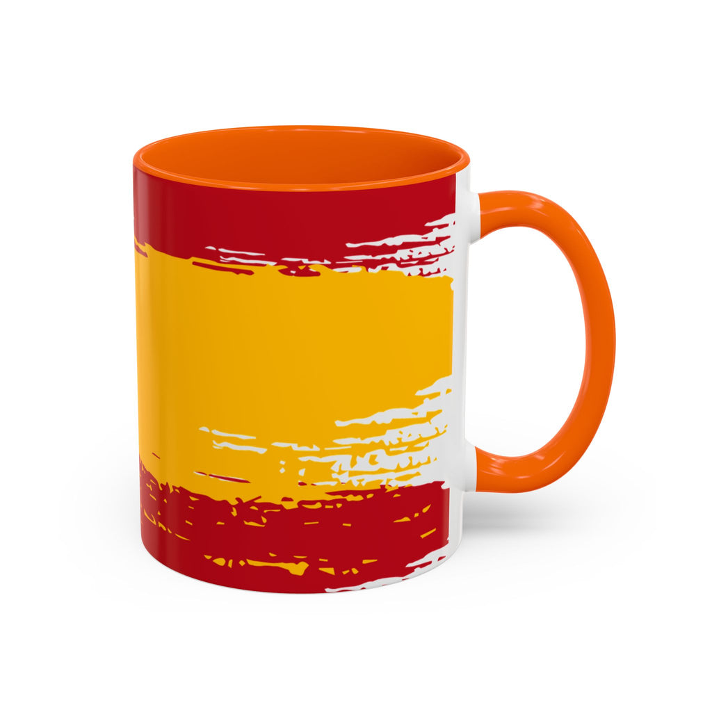 Spanish Flag Accent Coffee Mug – Bold Red & Gold Brushstroke Ceramic Mug
