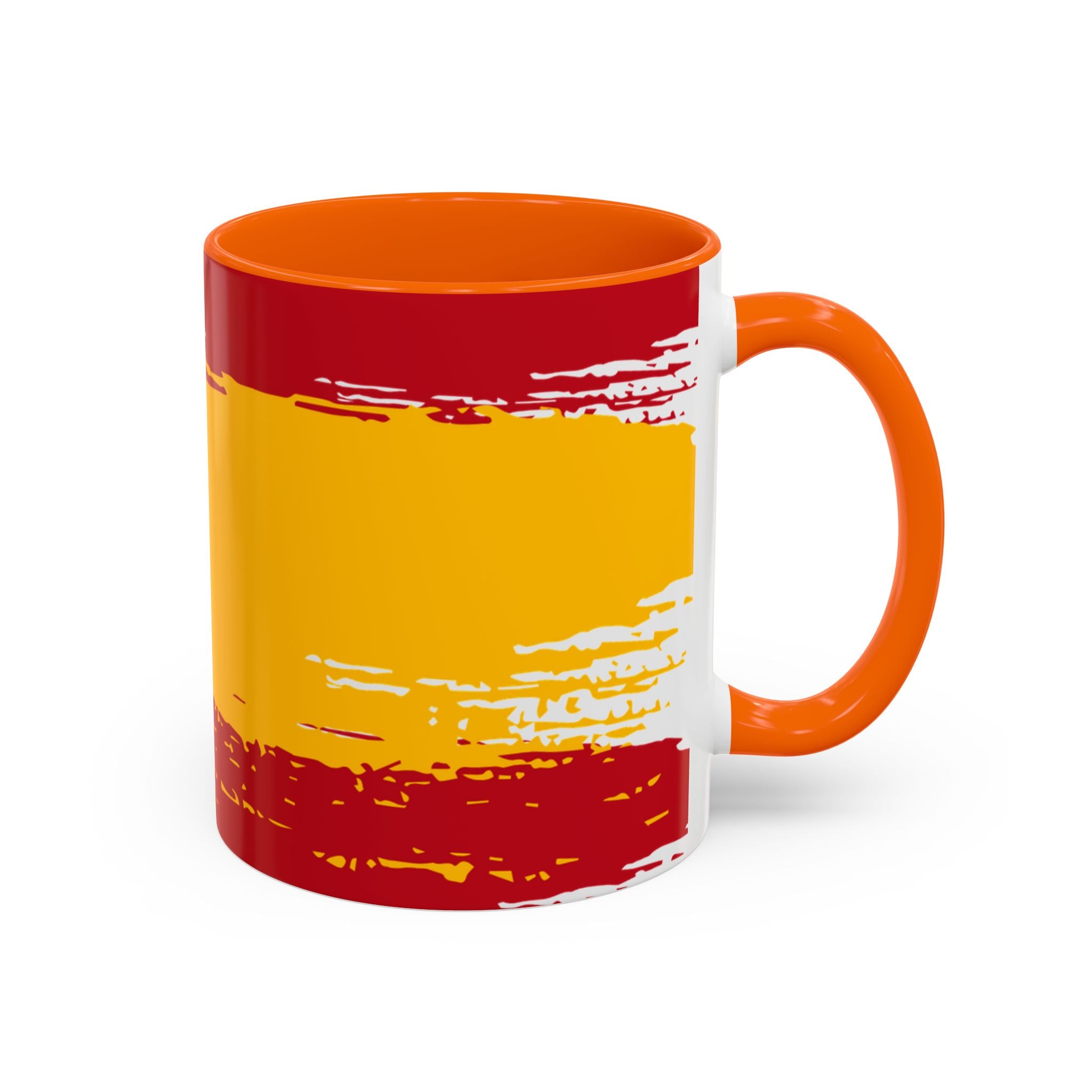 Spanish Flag Accent Coffee Mug – Bold Red & Gold Brushstroke Ceramic Mug