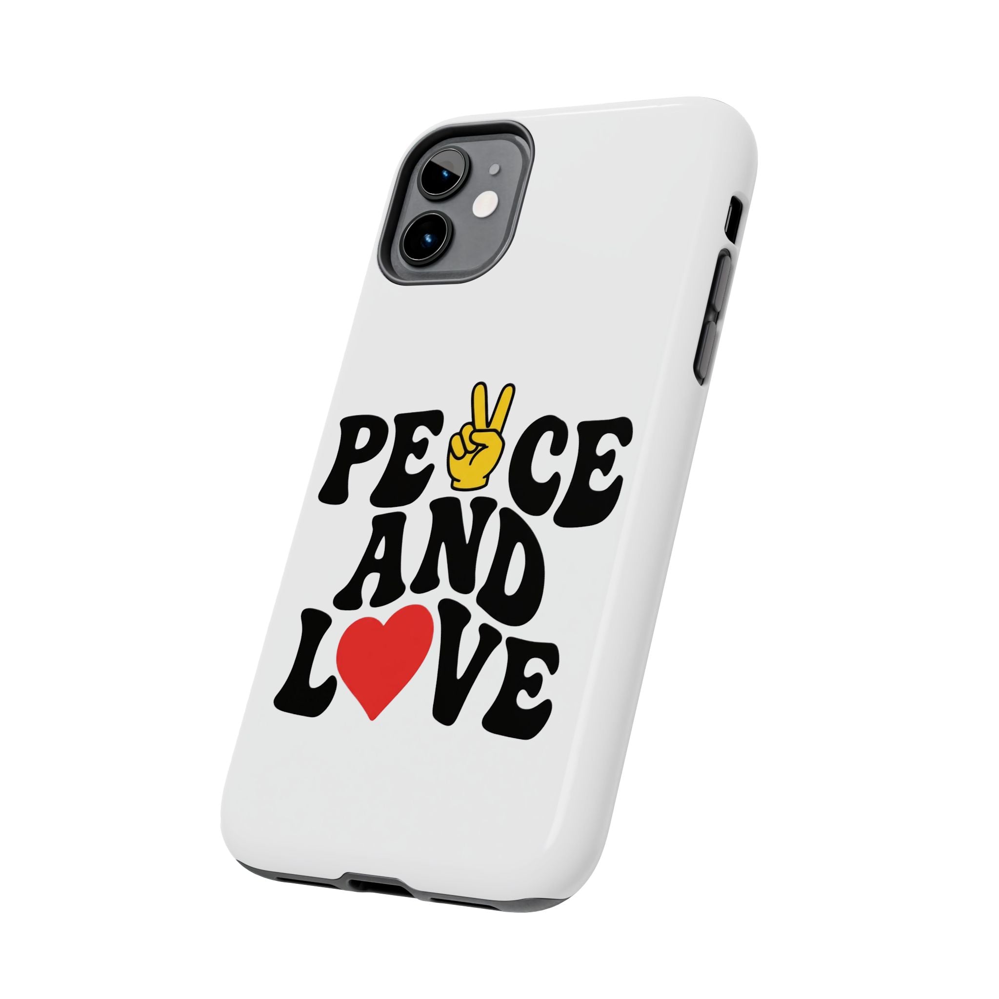 Peace and Love Tough Phone Case — Retro Peace Sign & Heart Protective Cover