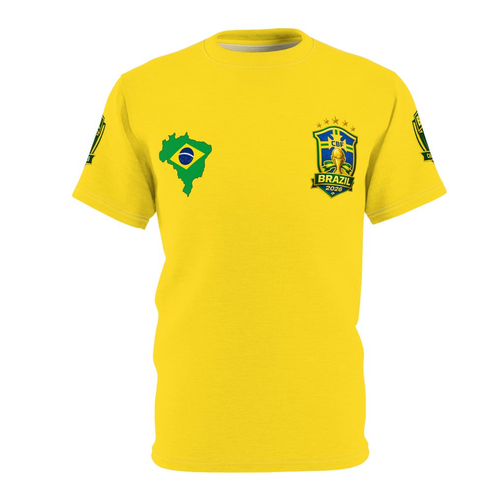 Brazil Flag Crest T-Shirt — Yellow Soccer Fan Tee