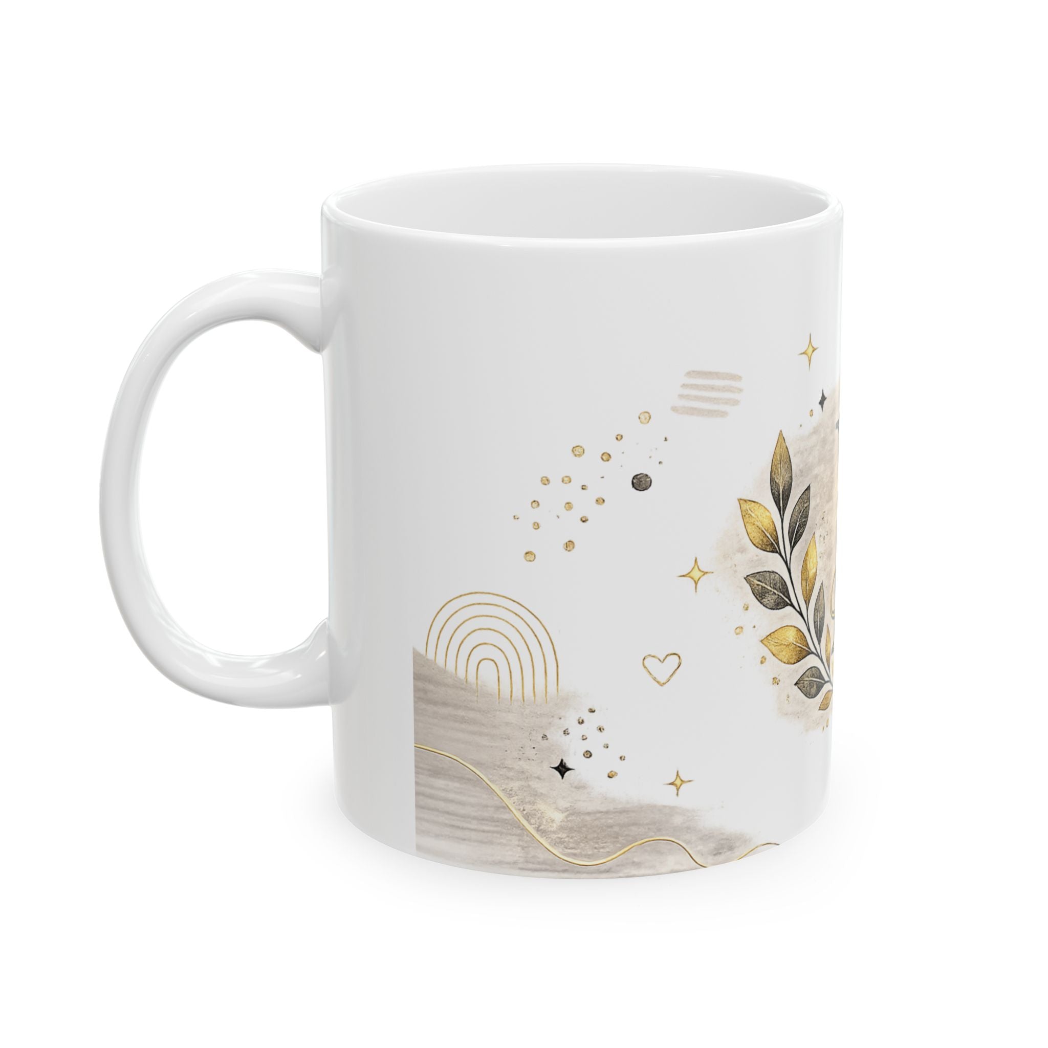 Monogram R Ceramic Mug — Elegant Gold Initial Coffee Cup