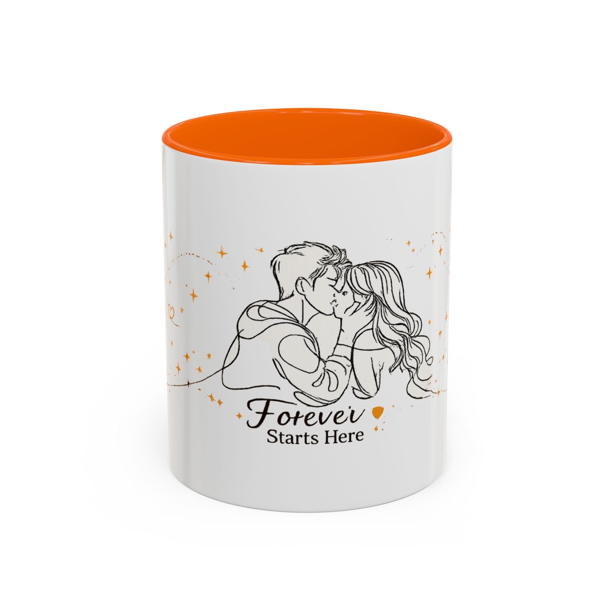 Romantic Accent Coffee Mug — "Forever Starts Here" Love Story Design