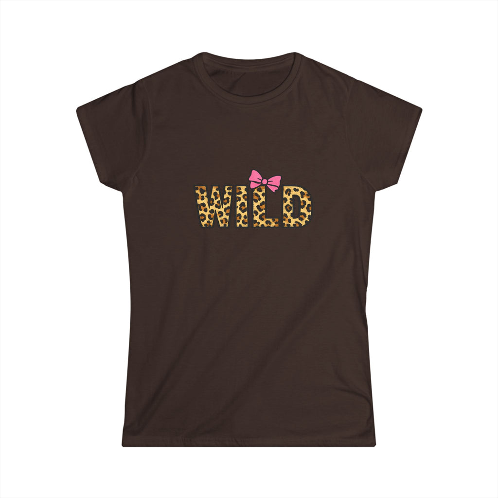 Wild Leopard Print Tee with Pink Bow – Women's Graphic Shirt