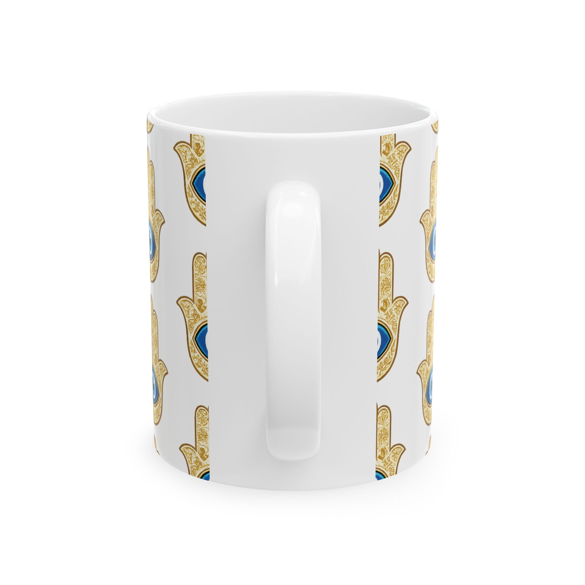 Evil Eye Hamsa Ceramic Mug — Protective Symbol Pattern (11oz & 15oz)