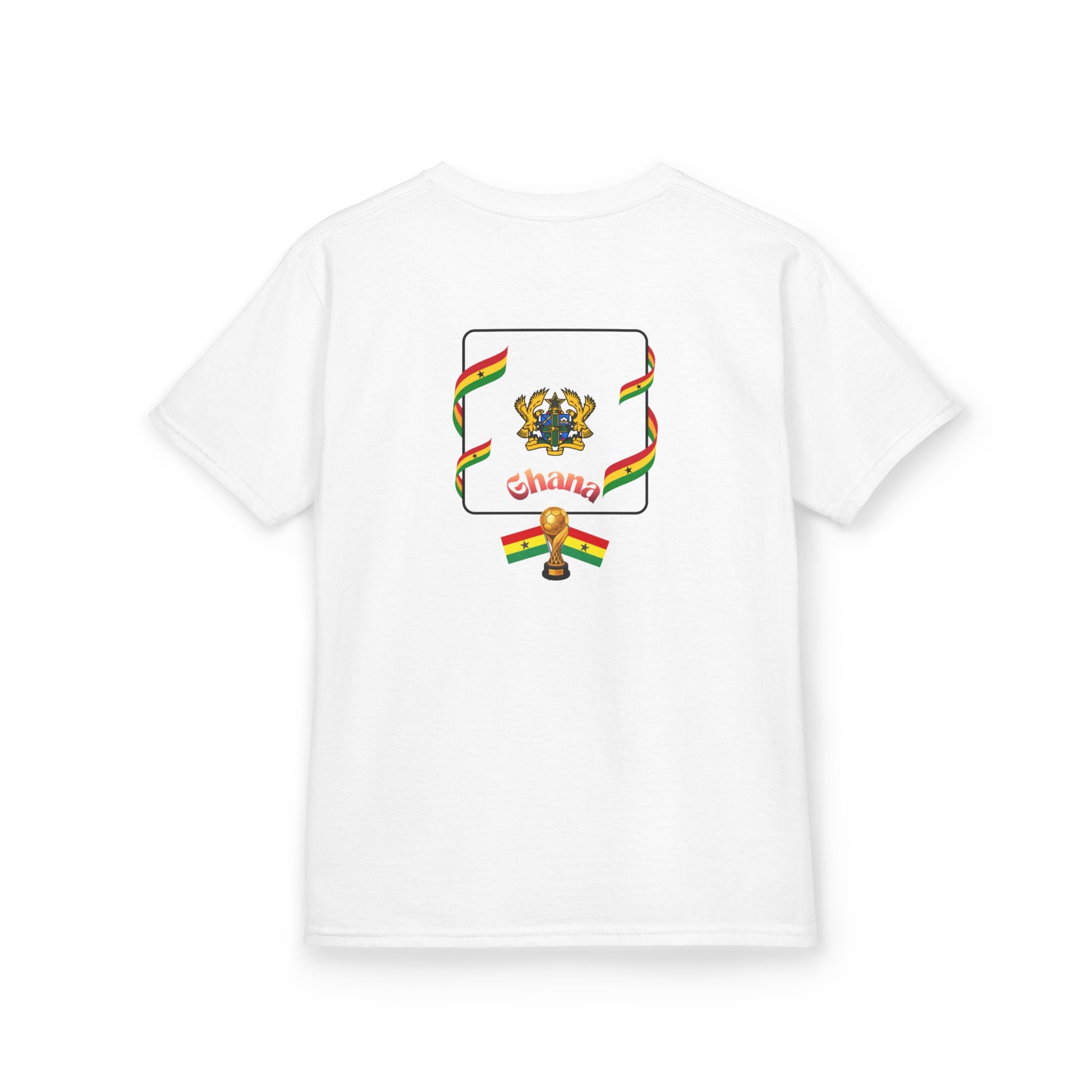 Ghana Flag Kids T‑Shirt — Ghana Coat of Arms Back Design