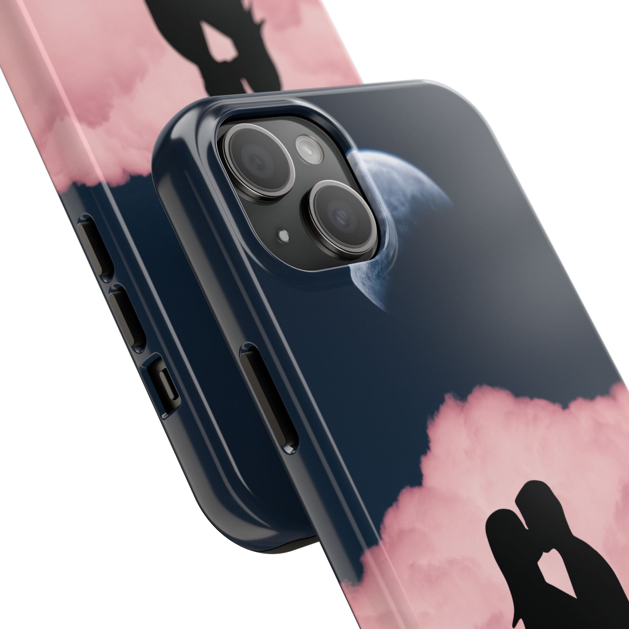 Tough Phone Case — Romantic Couple Silhouette with Moon & Pink Cloud