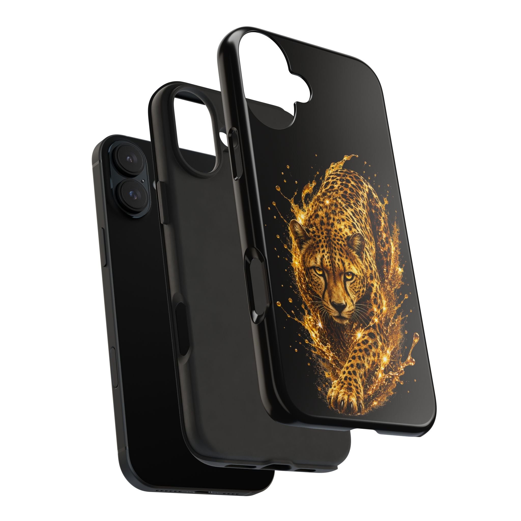Golden Cheetah Tough Phone Case — Fierce Splash Design, Protective iPhone Cover