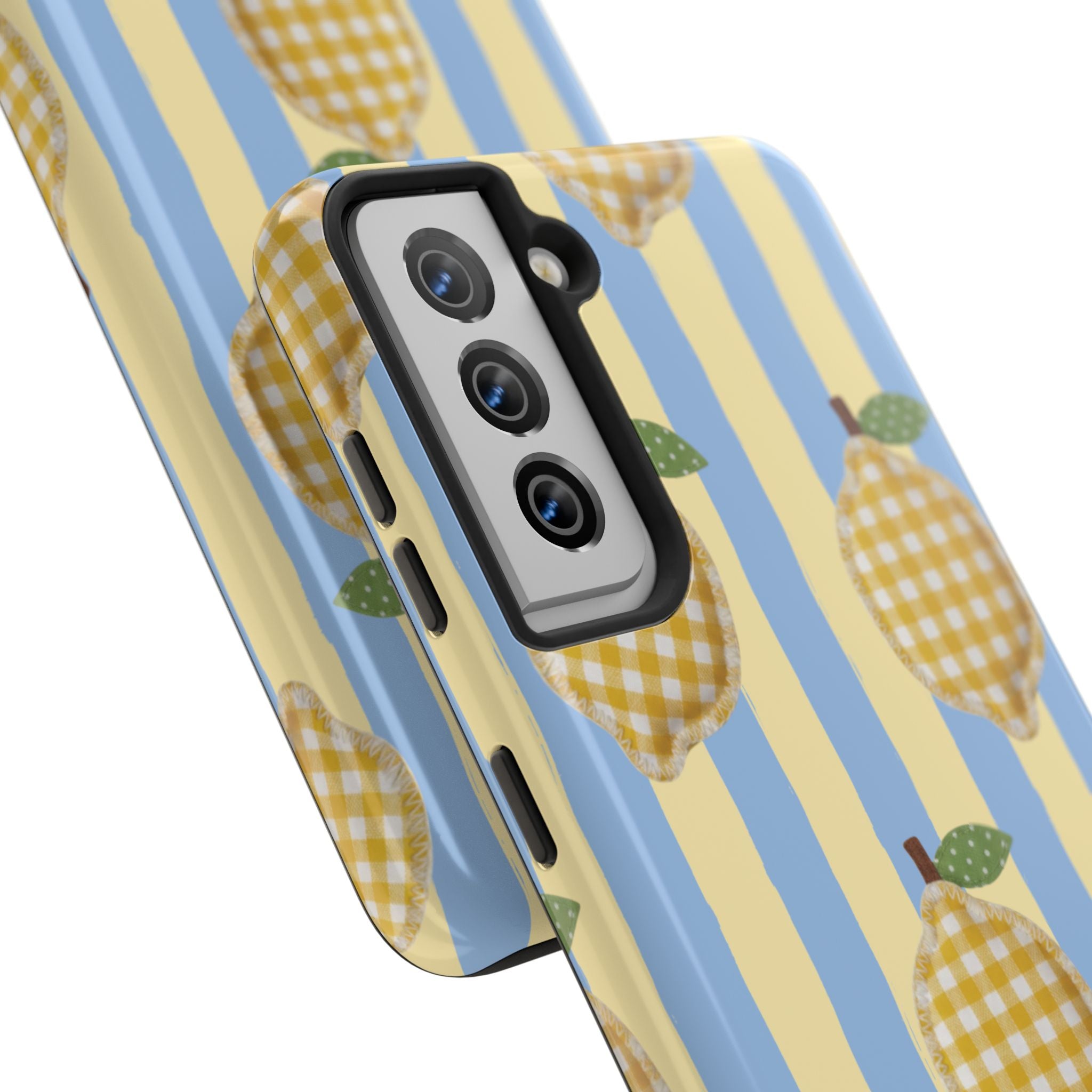 Tough Phone Case — Blue & Yellow Gingham Lemon Design