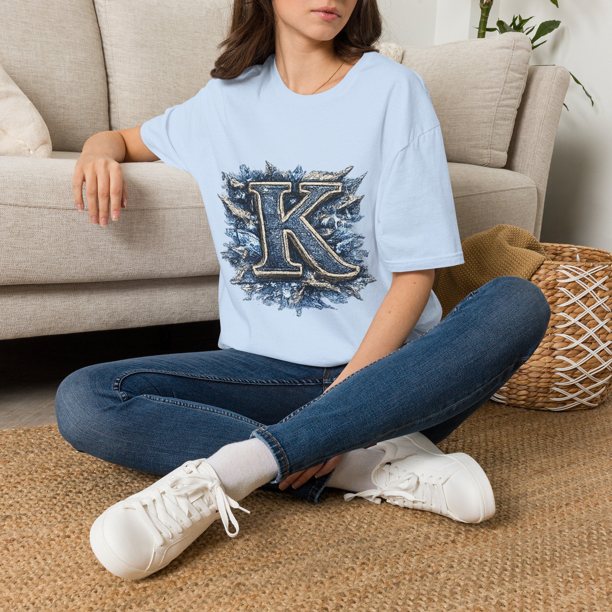 Letter K Vintage Ice Monogram T-Shirt