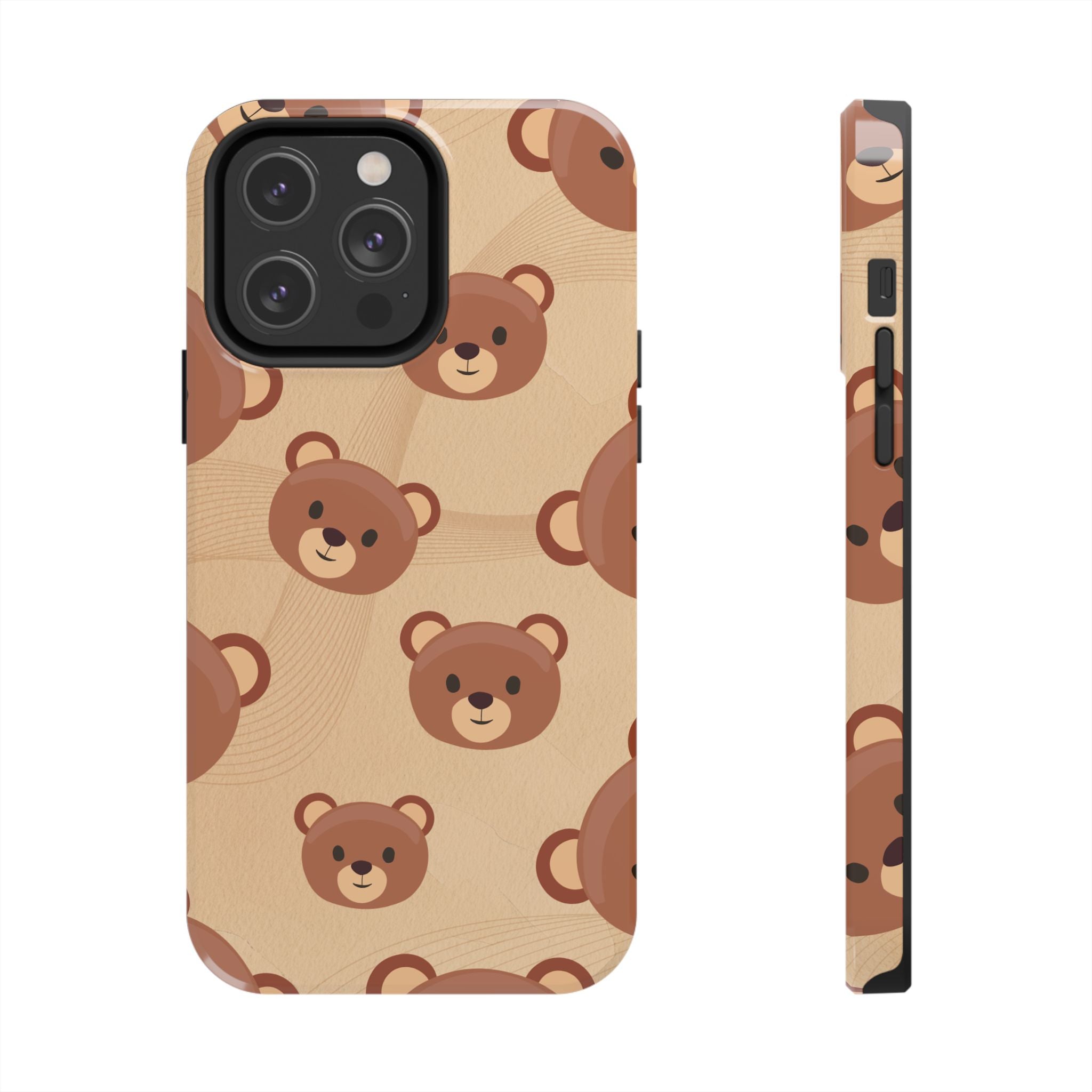 Bear Pattern Tough Phone Case — Cute Brown Bear Protective Phone Cover