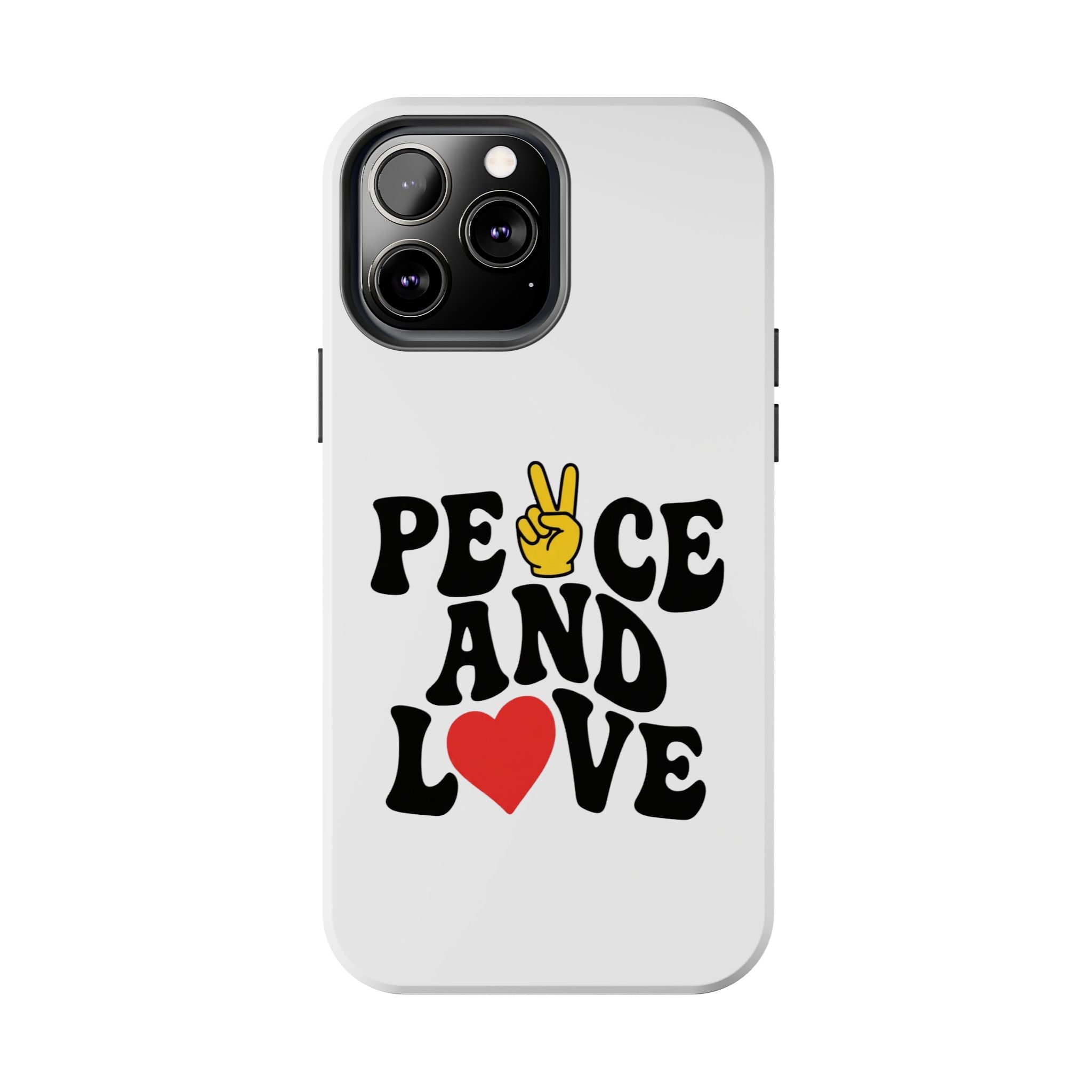Peace and Love Tough Phone Case — Retro Peace Sign & Heart Protective Cover