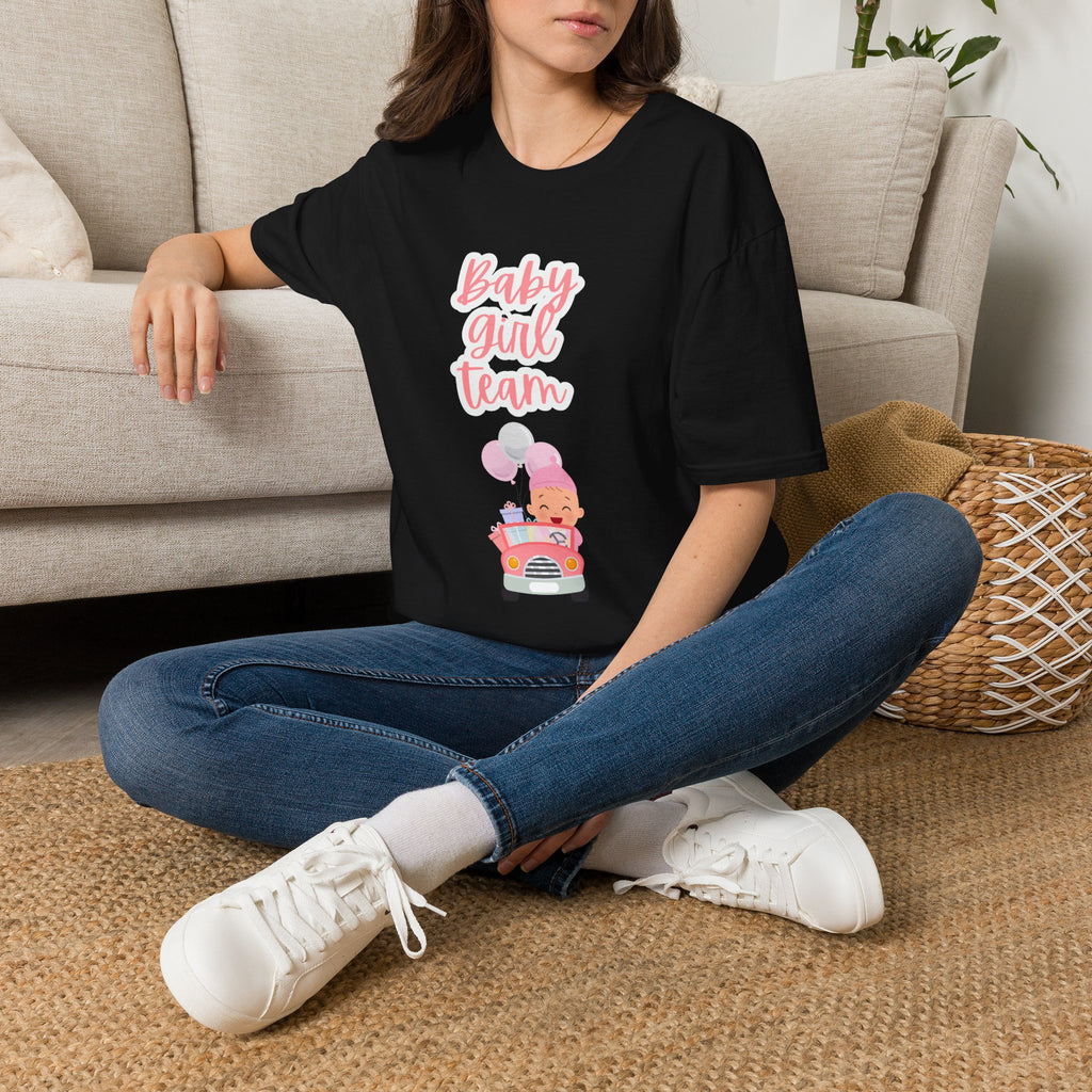 Baby Girl Team T‑Shirt — Pink Script Maternity & Newborn Celebration Tee