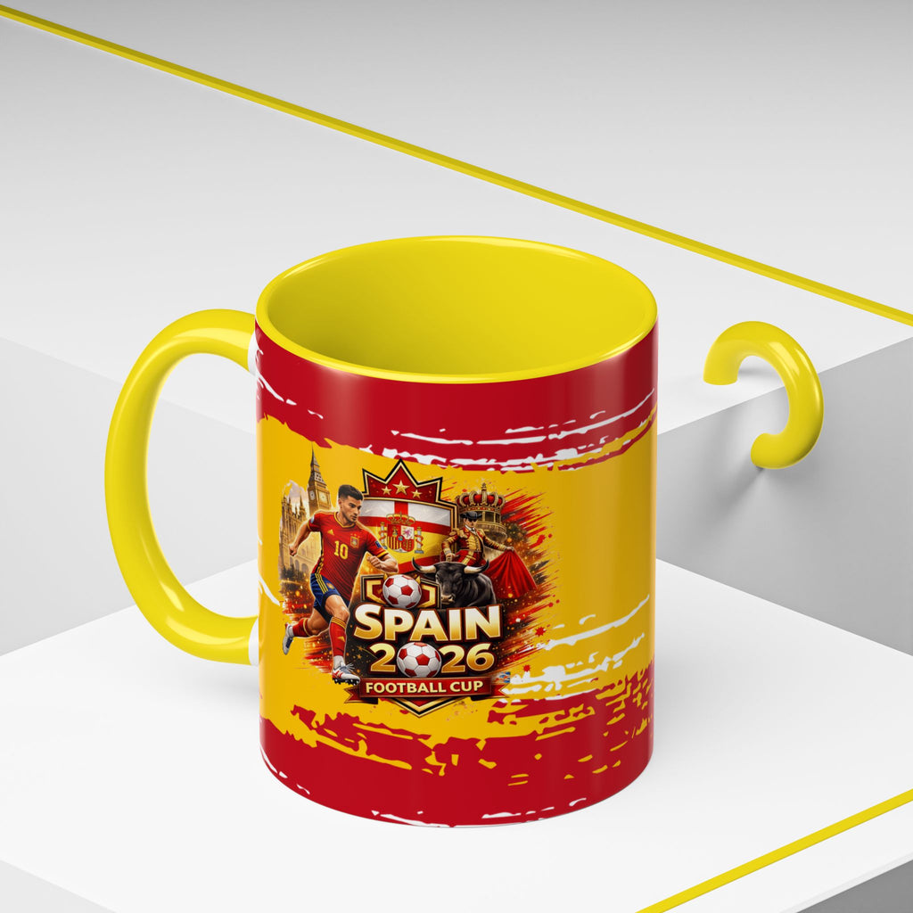 Spanish Flag Accent Coffee Mug – Bold Red & Gold Brushstroke Ceramic Mug
